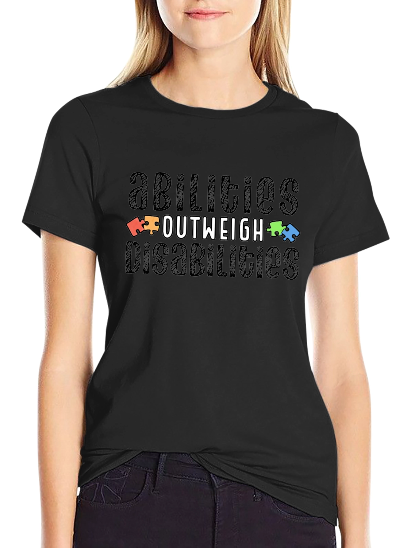 Abilities Outweigh Disabilities T-Shirt Autism Awareness Tee