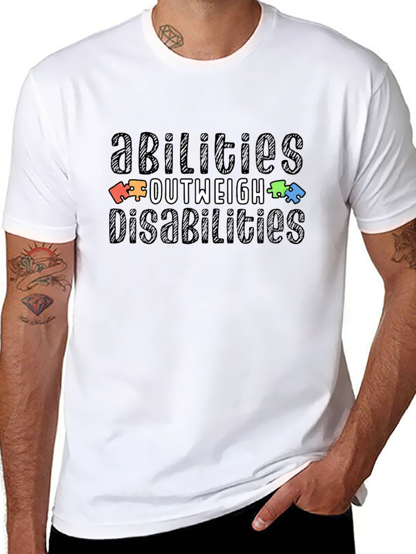 Abilities Outweigh Disabilities T-Shirt Autism Awareness Tee