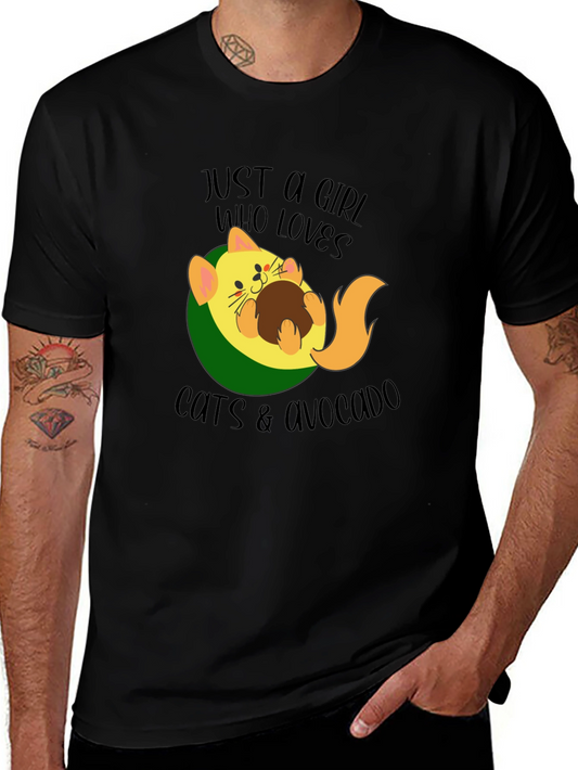 Cat & Avocado Graphic Tee - Womens Funny T-Shirt