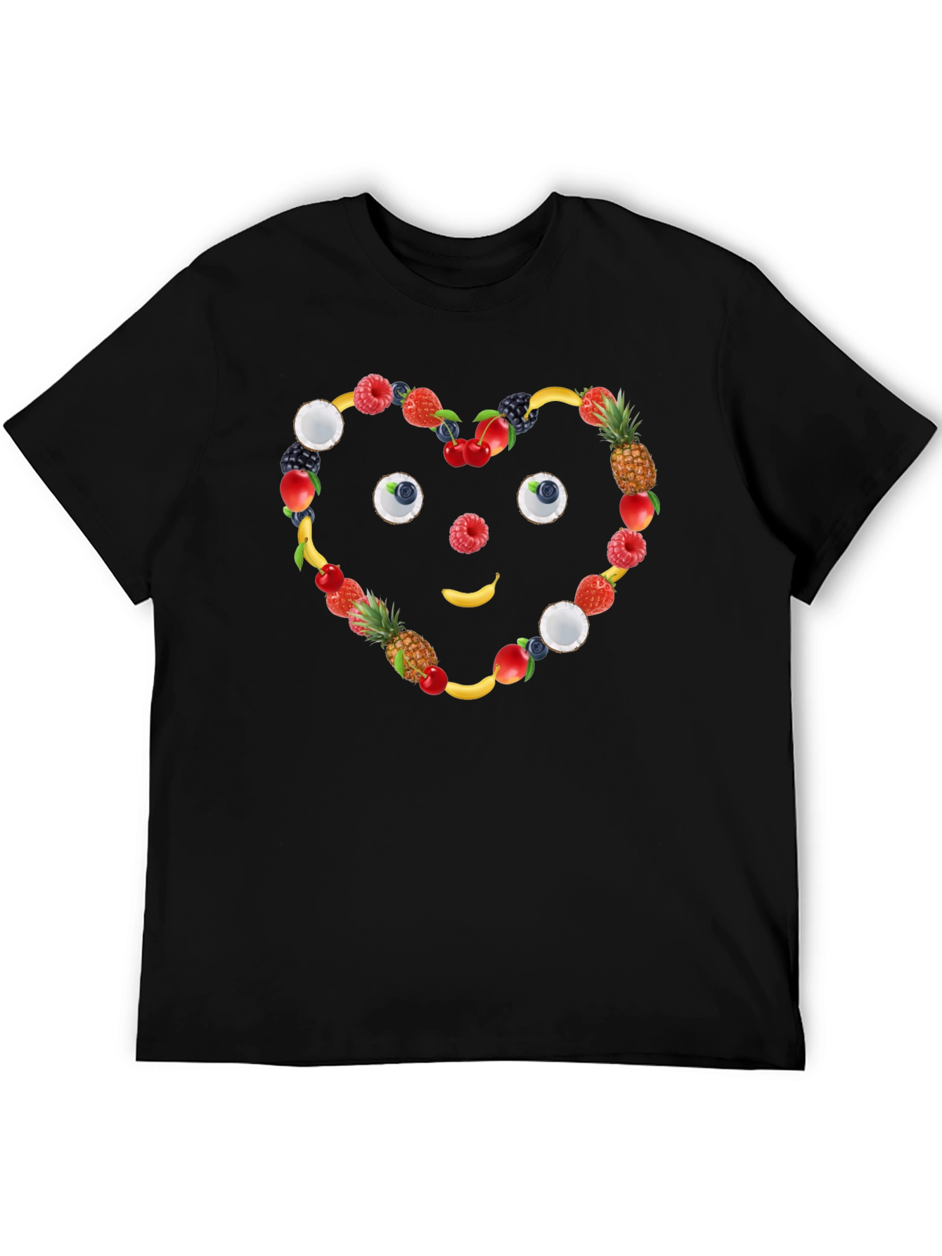 Fruit Heart Face Black T-Shirt