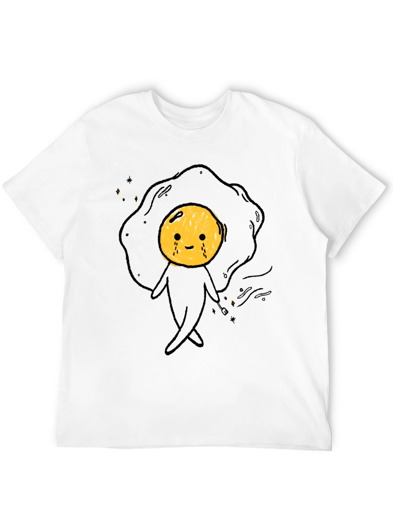 Funny Crying Egg Cartoon Black T-Shirt