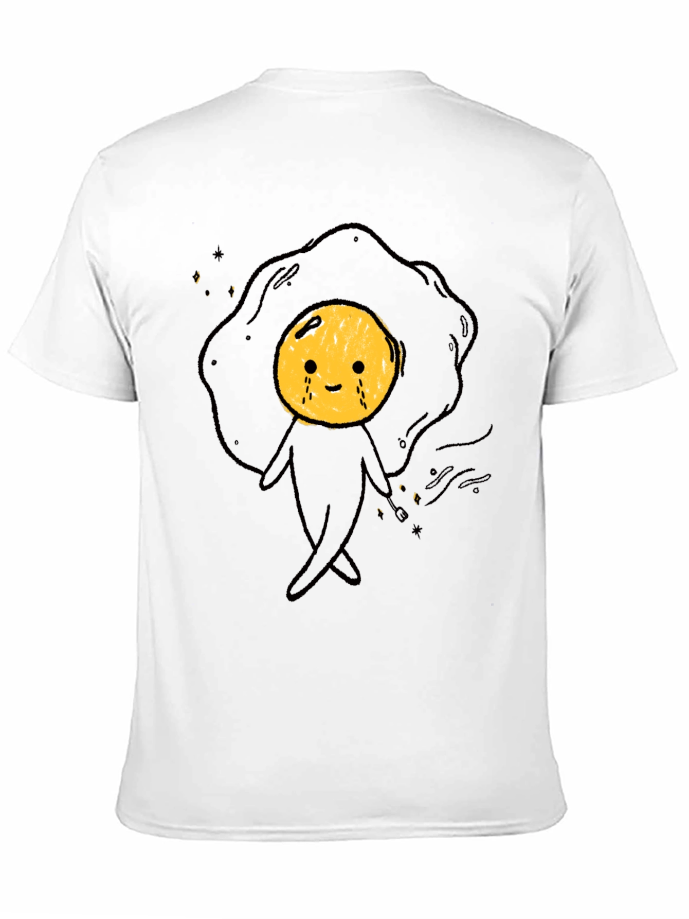 Funny Crying Egg Cartoon Black T-Shirt