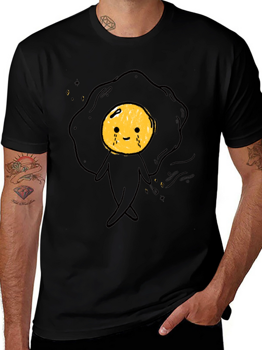 Funny Crying Egg Cartoon Black T-Shirt