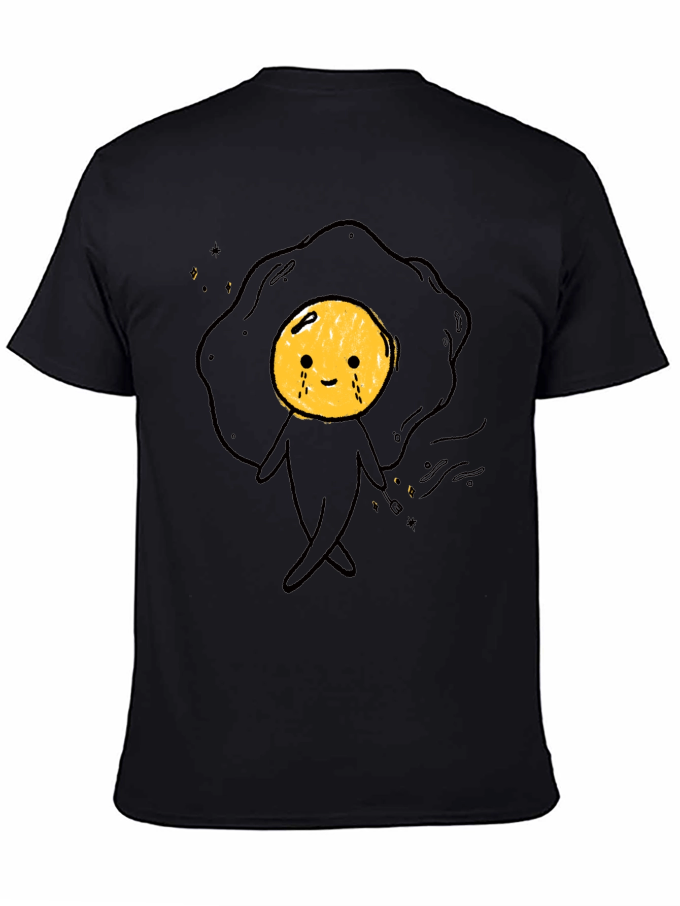 Funny Crying Egg Cartoon Black T-Shirt