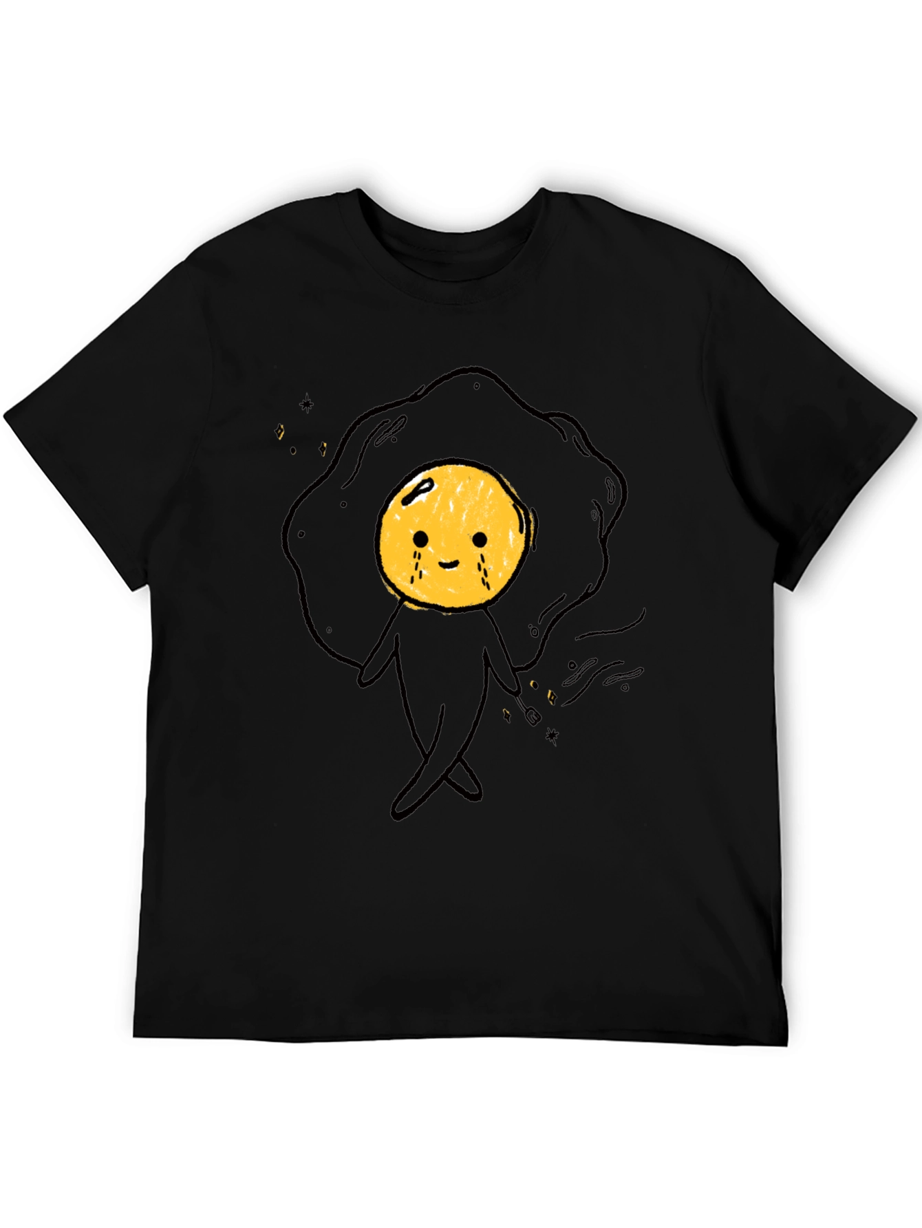 Funny Crying Egg Cartoon Black T-Shirt