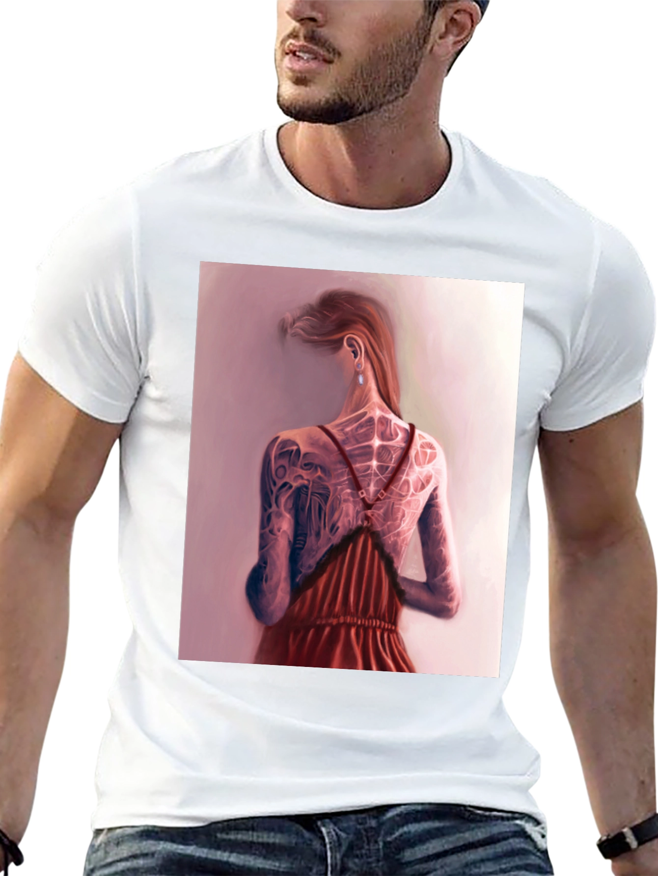 Artistic Tattoo Back Print Black T-Shirt