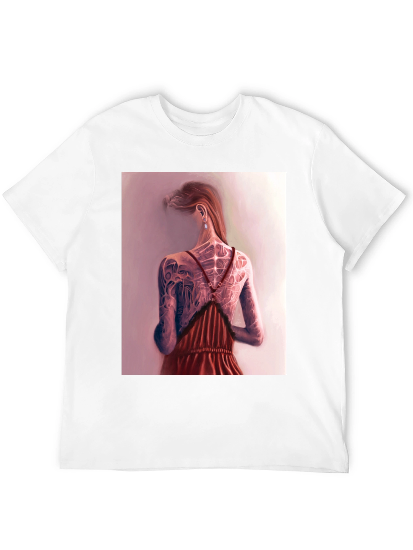 Artistic Tattoo Back Print Black T-Shirt