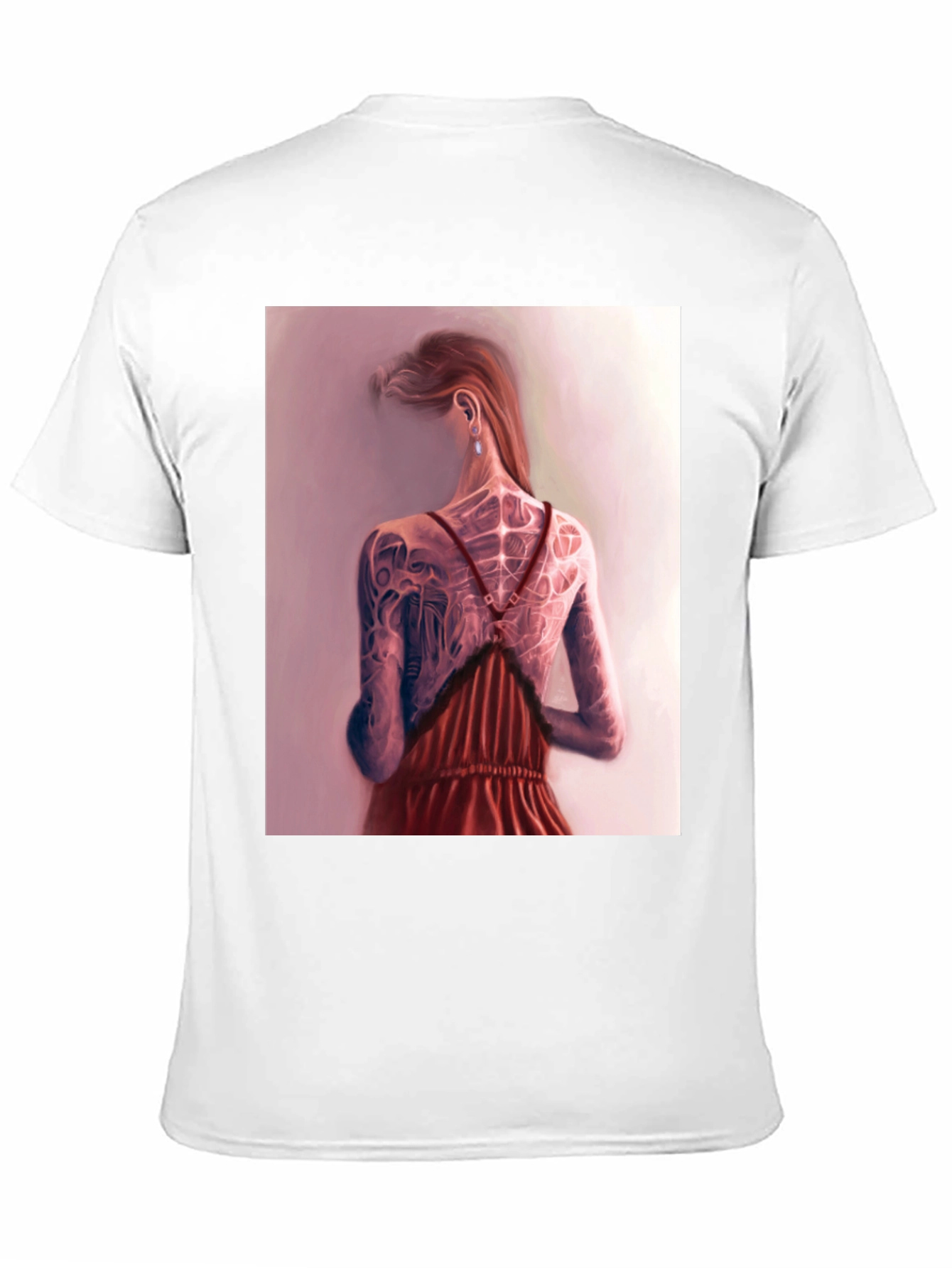 Artistic Tattoo Back Print Black T-Shirt