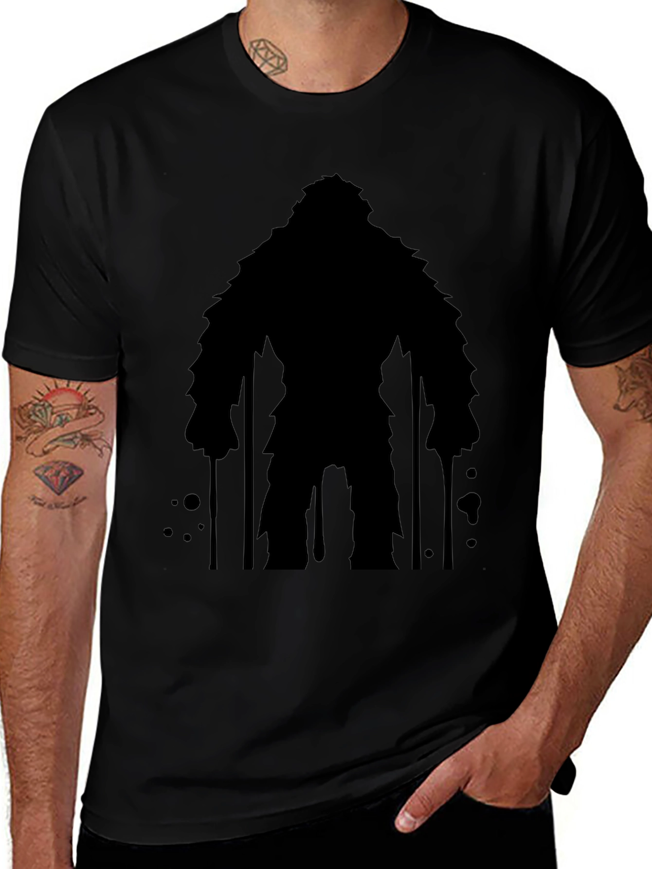 Bigfoot Silhouette Graphic Tee - Mens Black T-Shirt