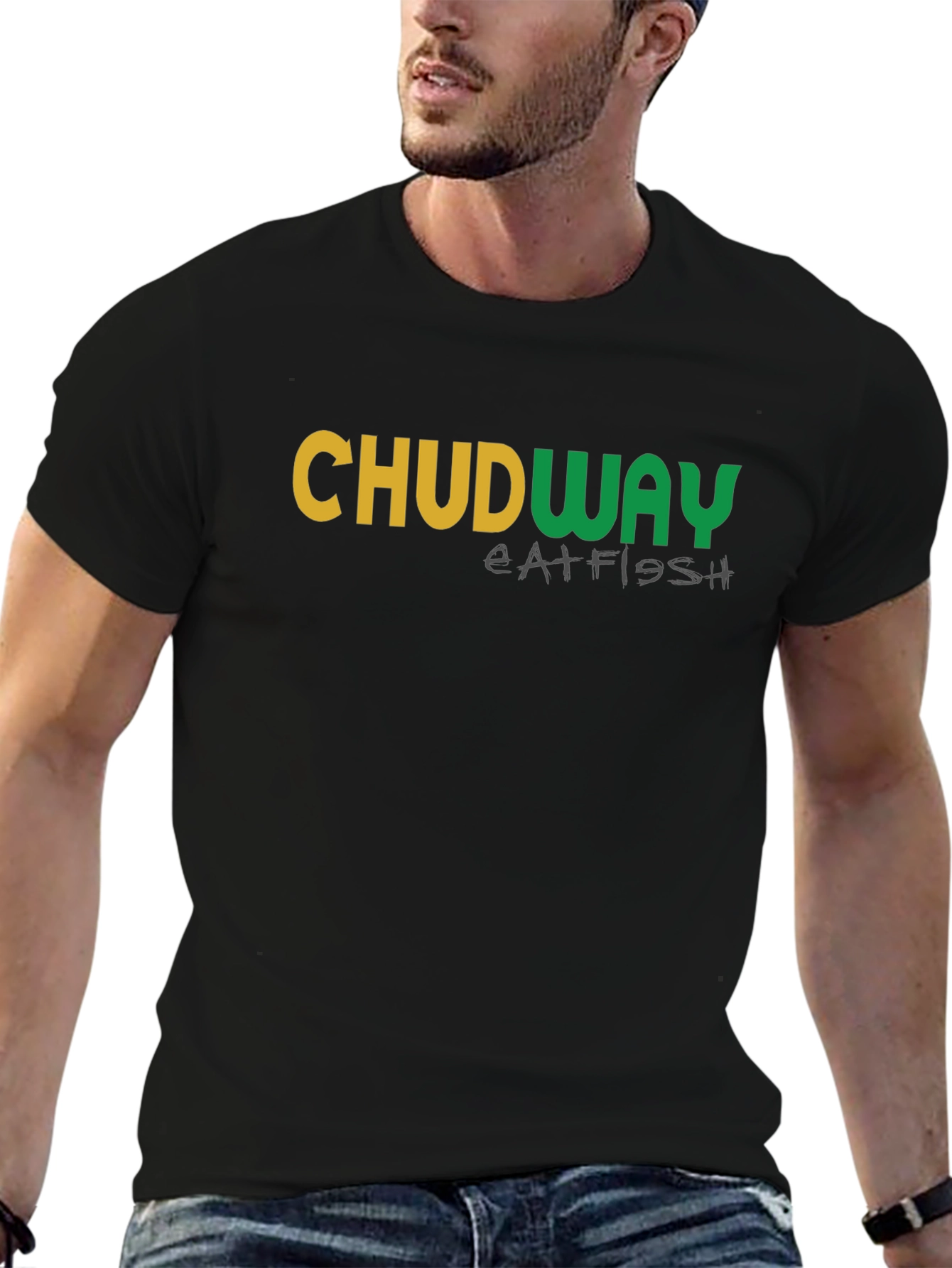 Chudway Eat Fish Graphic T-Shirt - Black