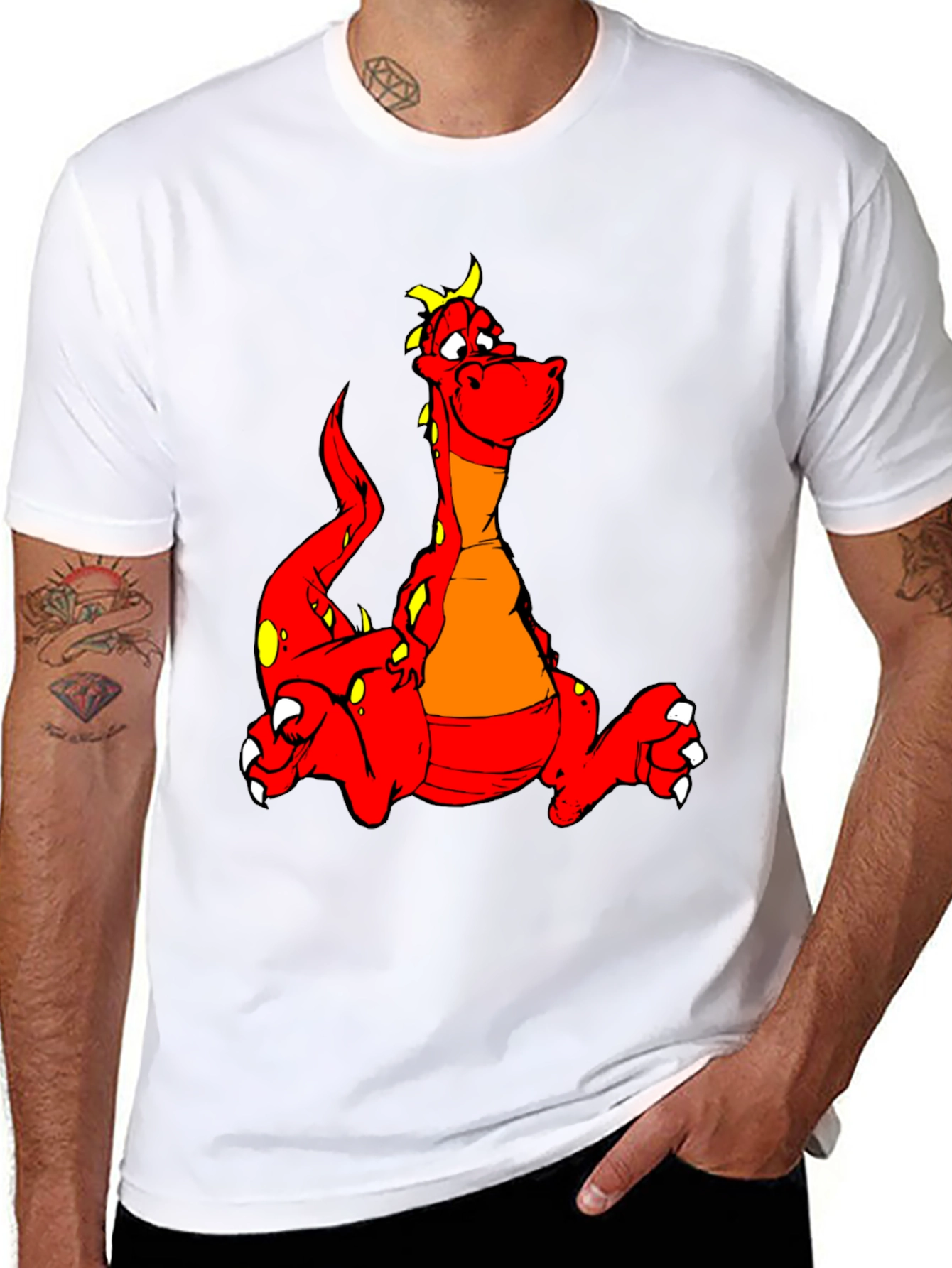 Cartoon Dragon Graphic Tee - Unisex Black T-Shirt
