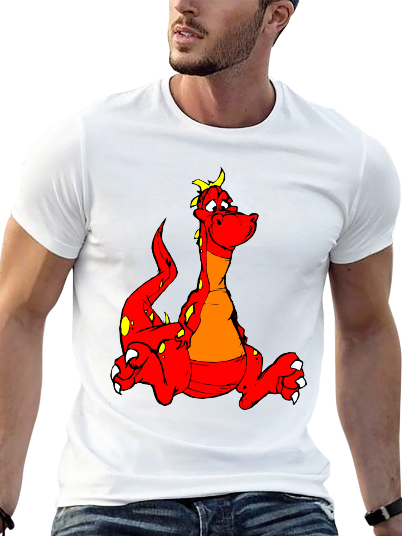 Cartoon Dragon Graphic Tee - Unisex Black T-Shirt