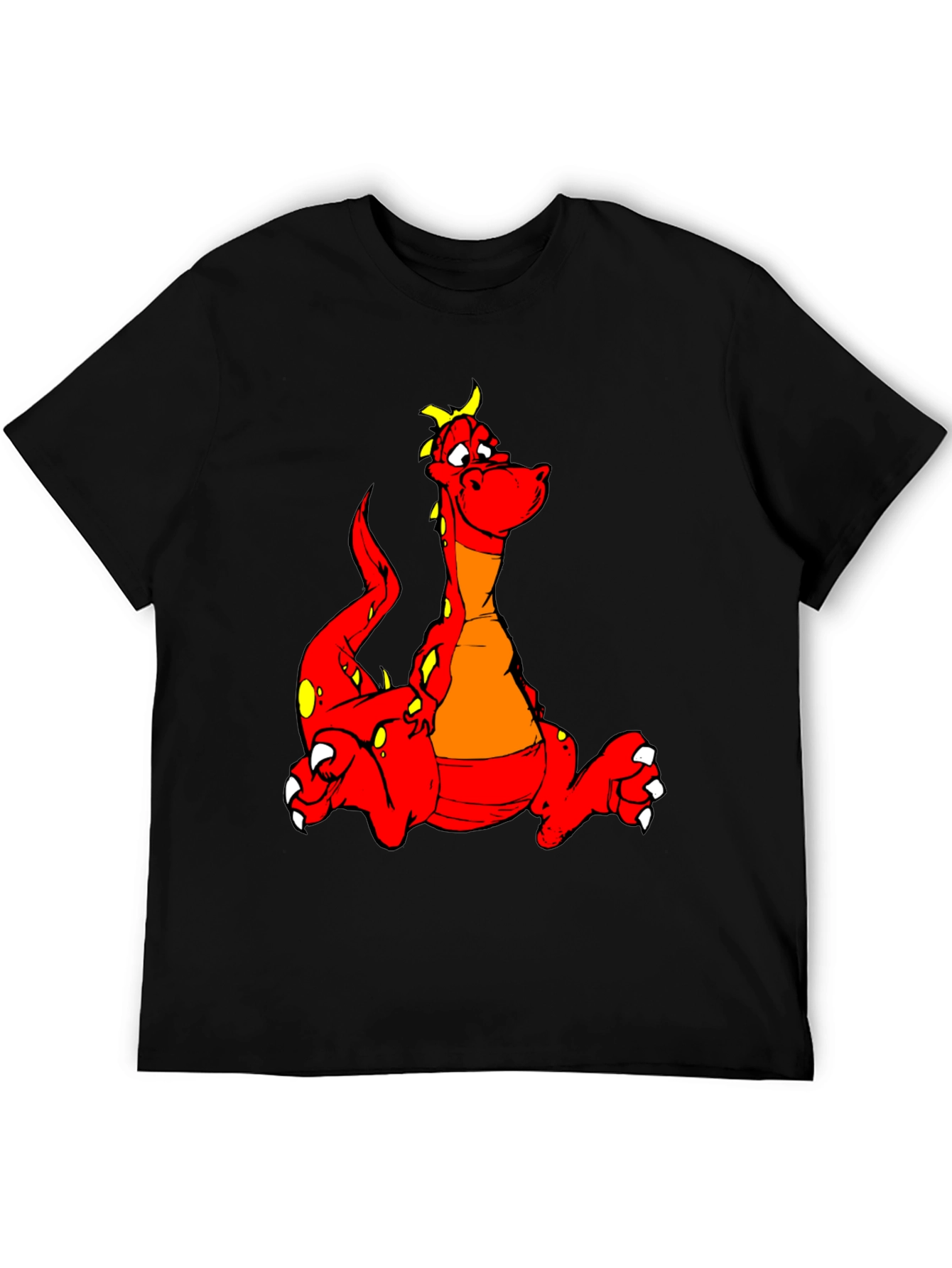 Cartoon Dragon Graphic Tee - Unisex Black T-Shirt