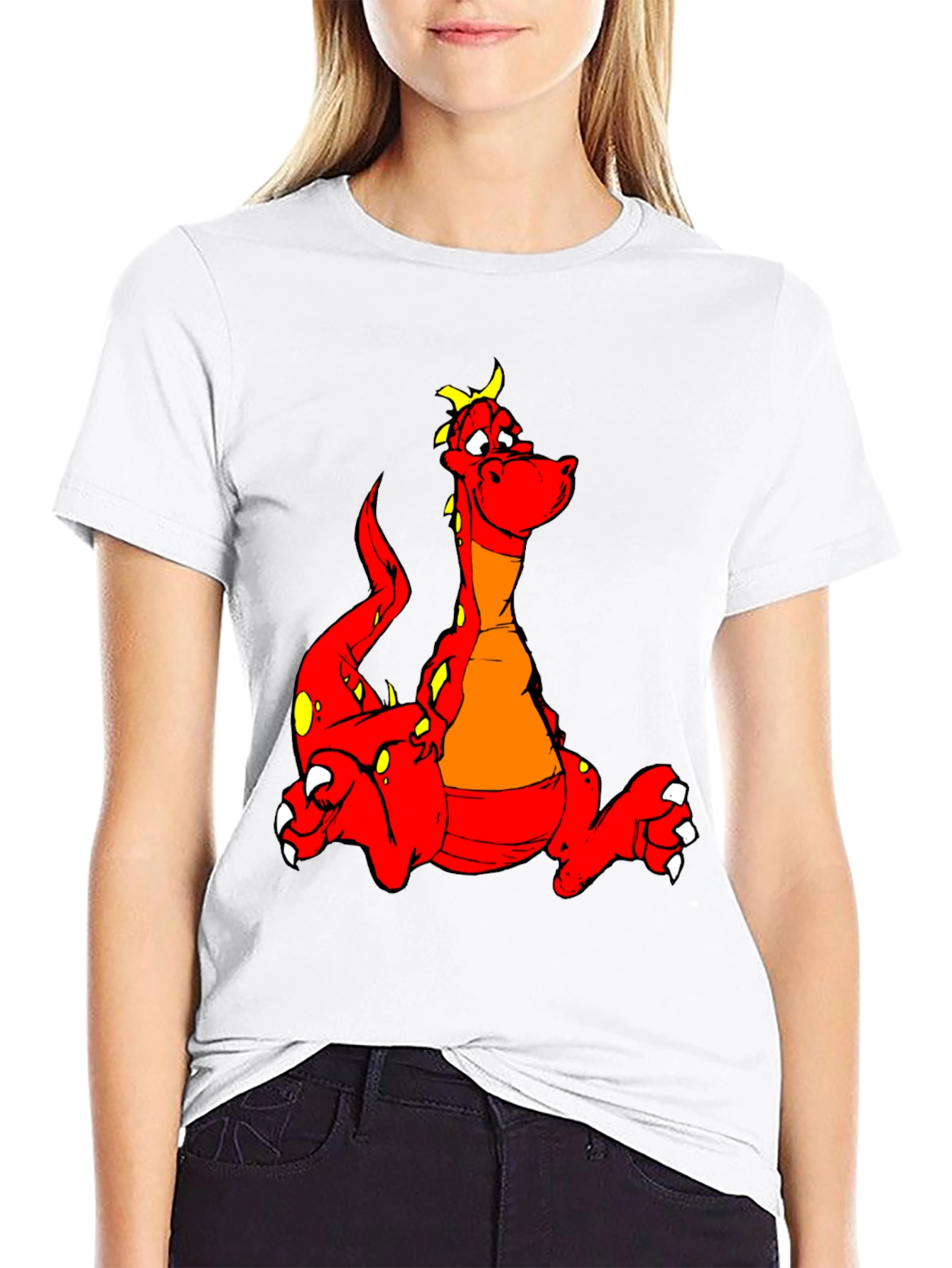 Cartoon Dragon Graphic Tee - Unisex Black T-Shirt