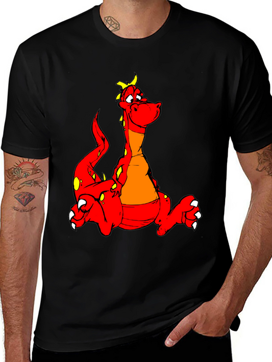 Cartoon Dragon Graphic Tee - Unisex Black T-Shirt