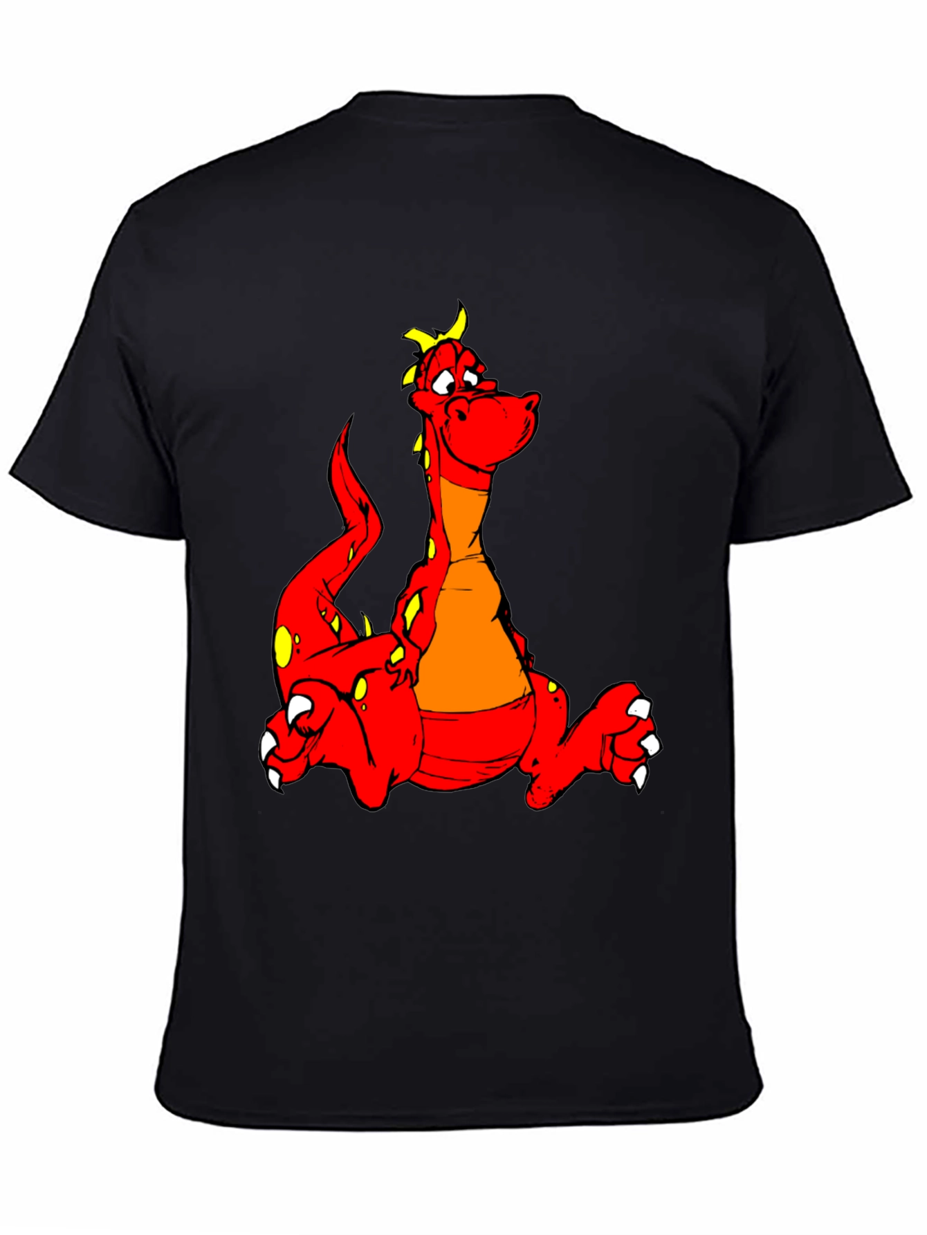 Cartoon Dragon Graphic Tee - Unisex Black T-Shirt