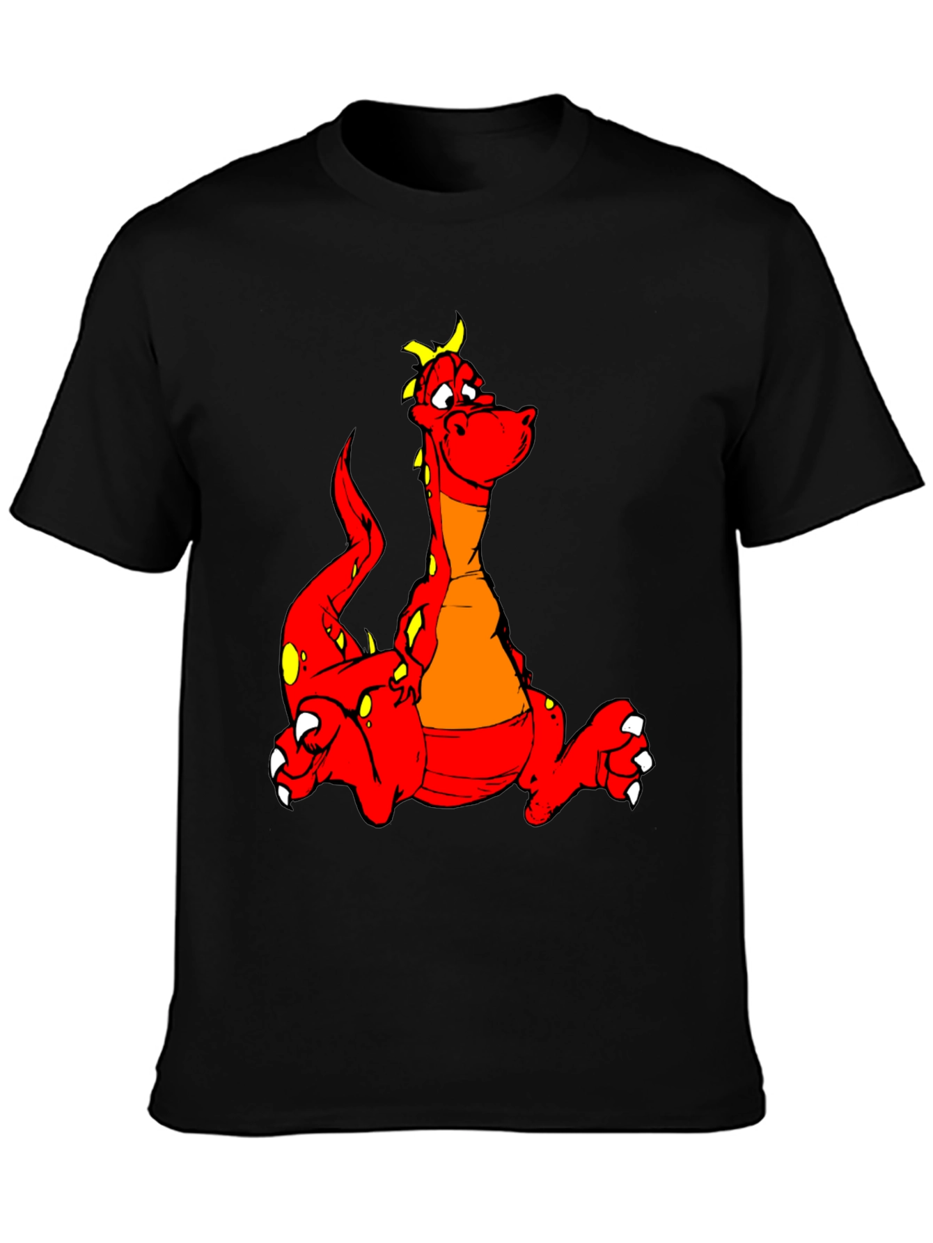 Cartoon Dragon Graphic Tee - Unisex Black T-Shirt