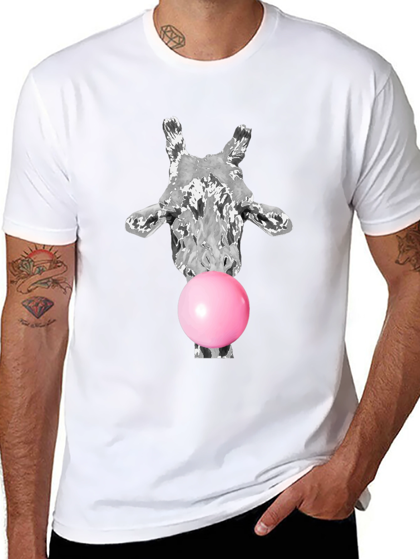 Giraffe Bubble Gum Graphic Tee