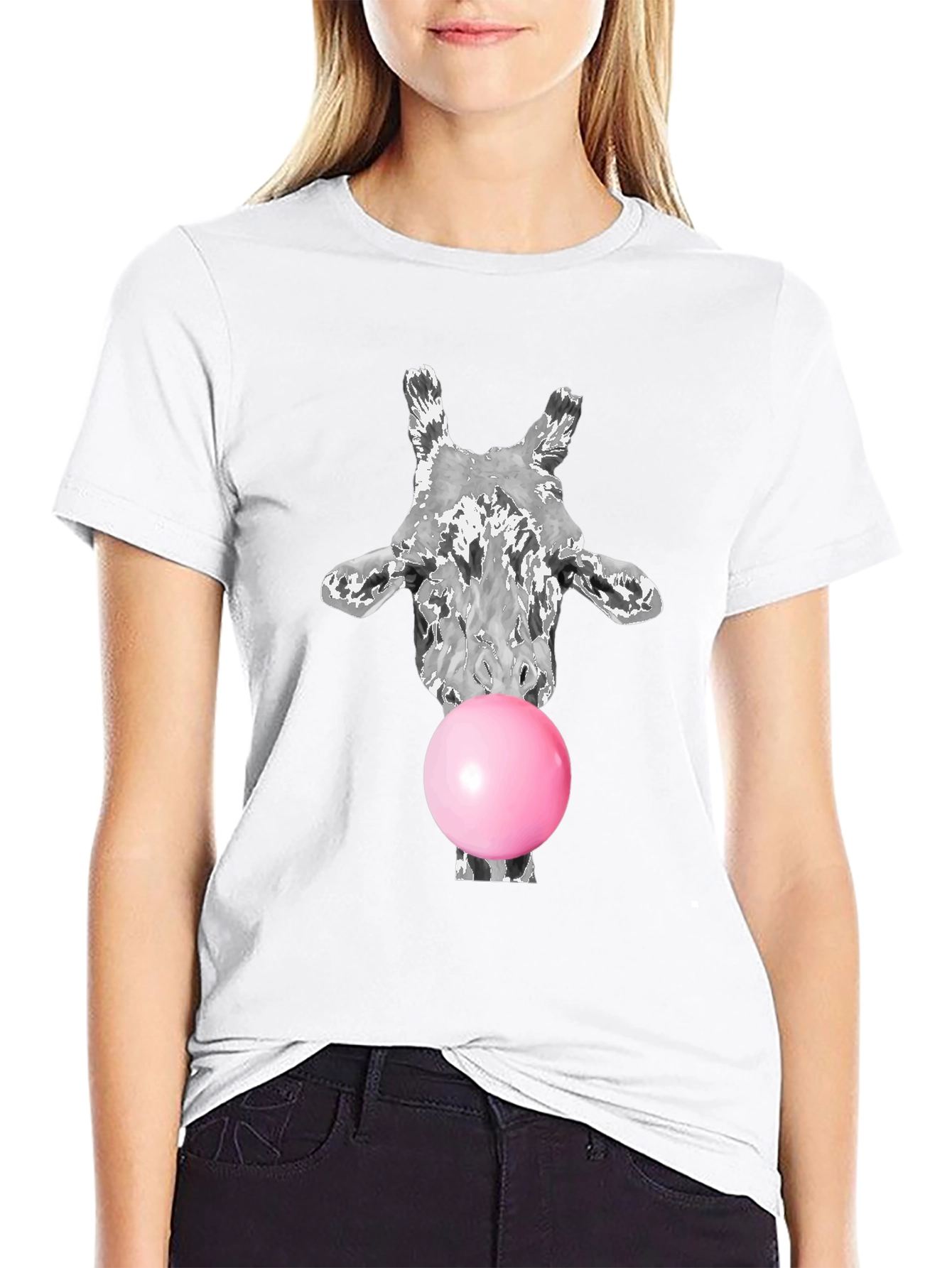 Giraffe Bubble Gum Graphic Tee