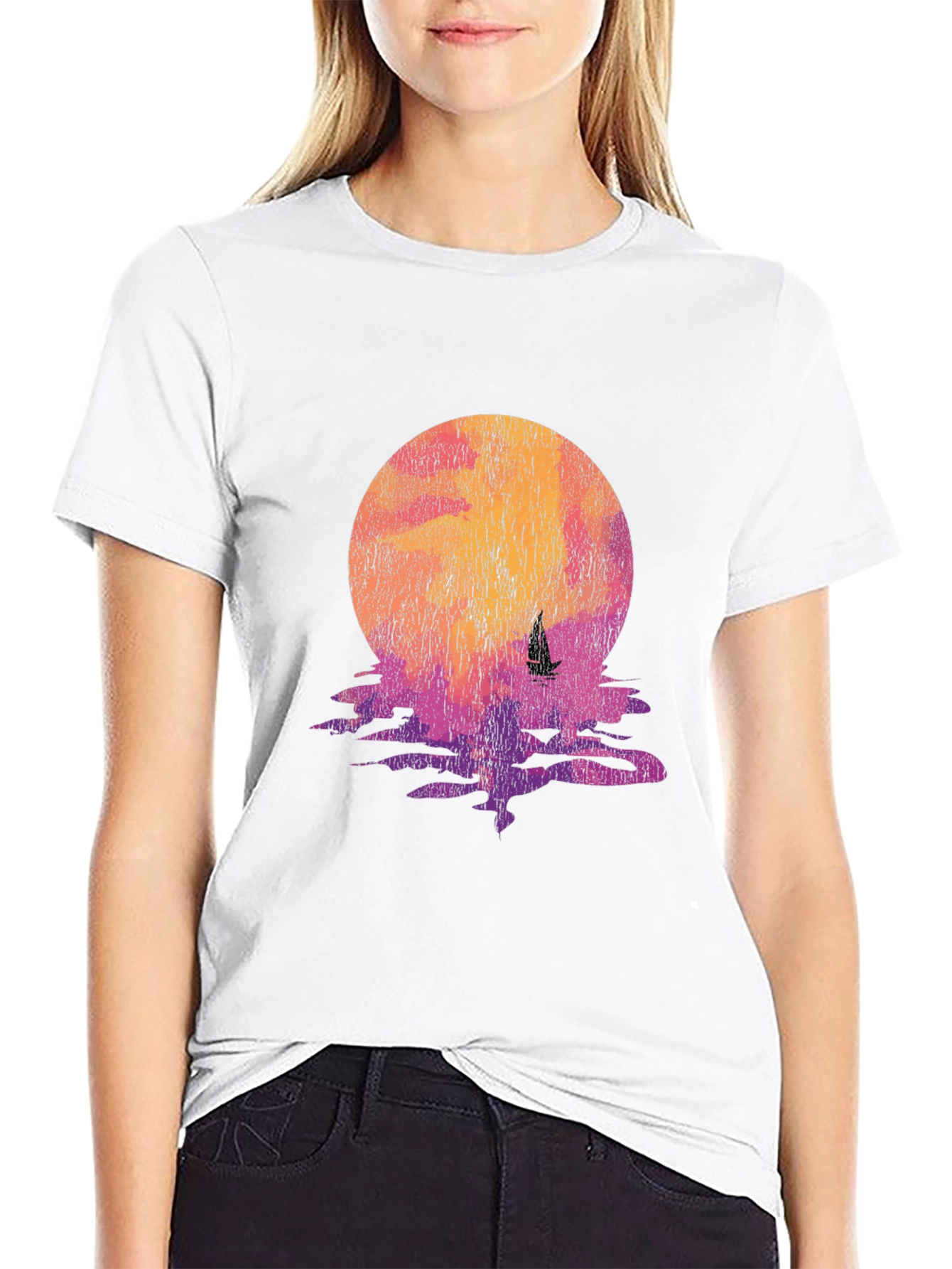 Sunset Sail Graphic Tee - Retro Style