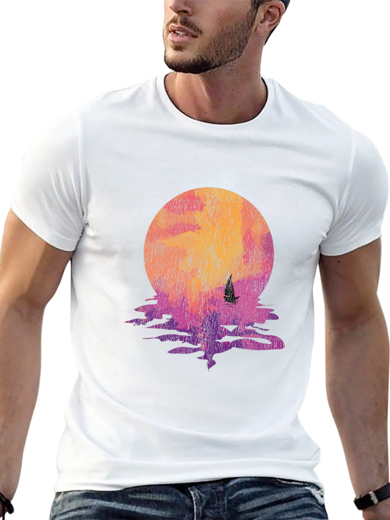 Sunset Sail Graphic Tee - Retro Style
