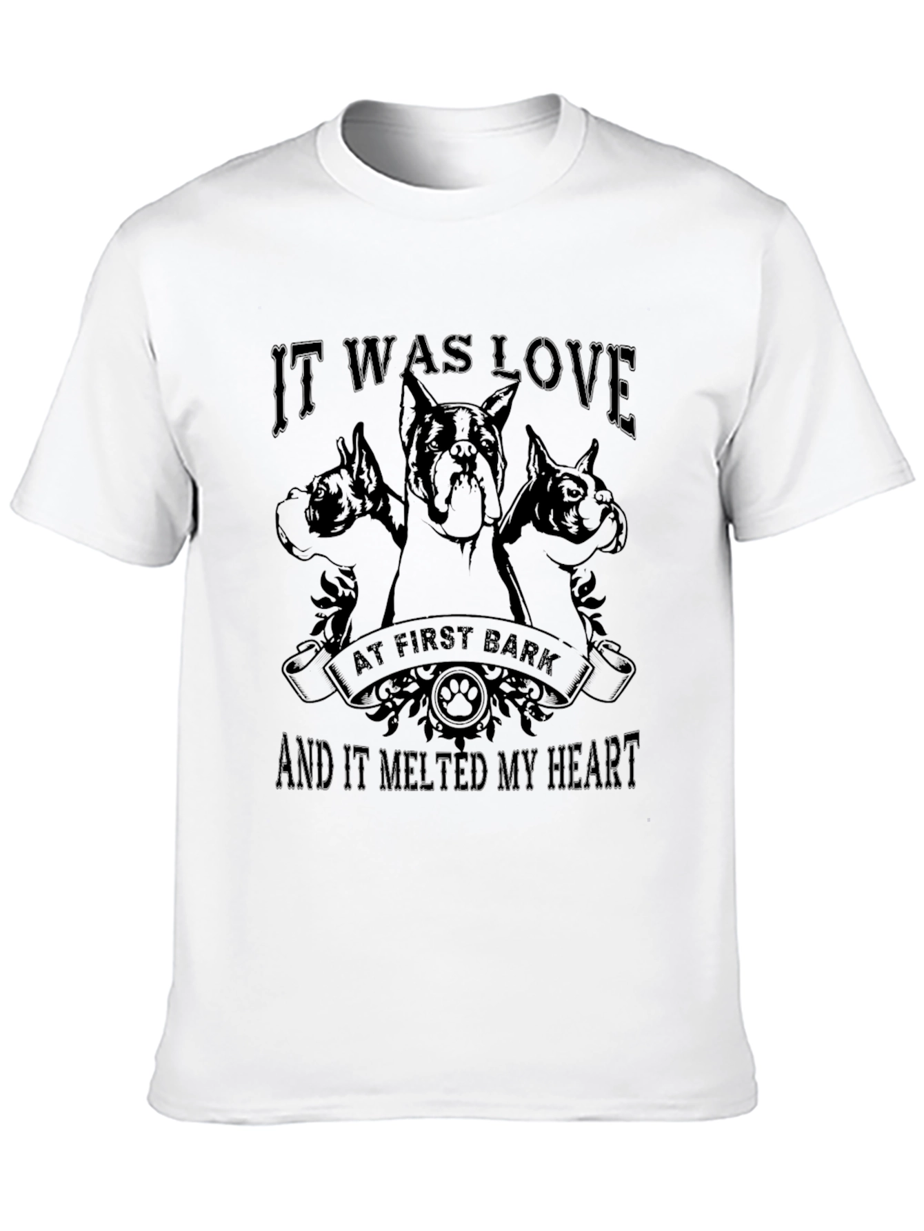 Love at First Bark Dog Graphic Tee - Black