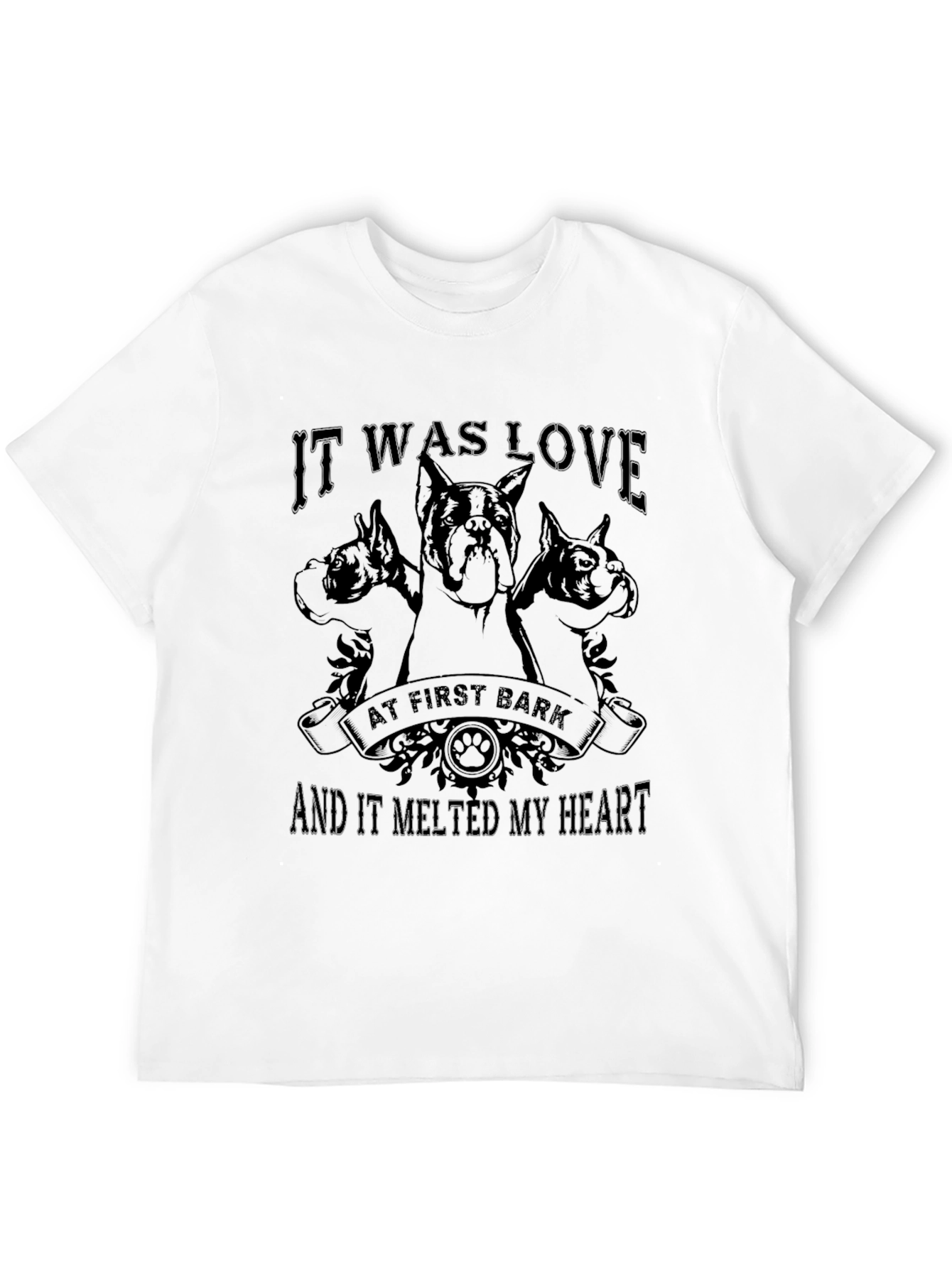 Love at First Bark Dog Graphic Tee - Black