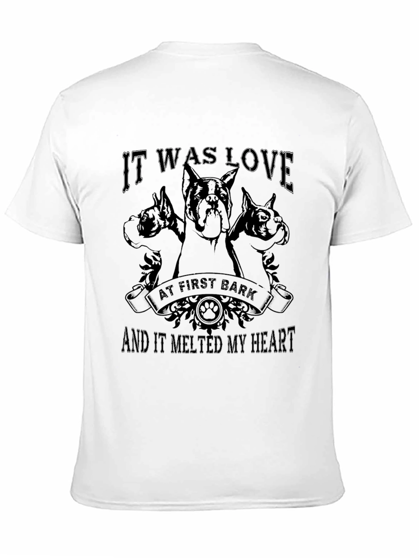 Love at First Bark Dog Graphic Tee - Black