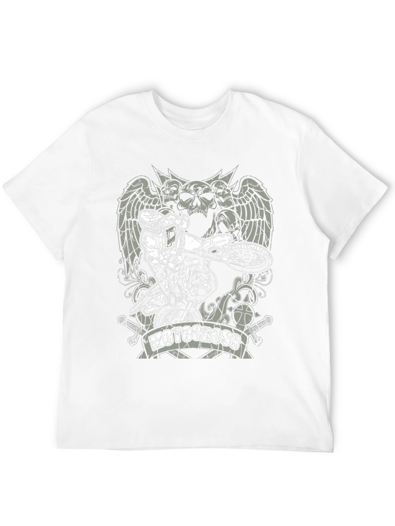 Motocross Skull Graphic T-Shirt - Black