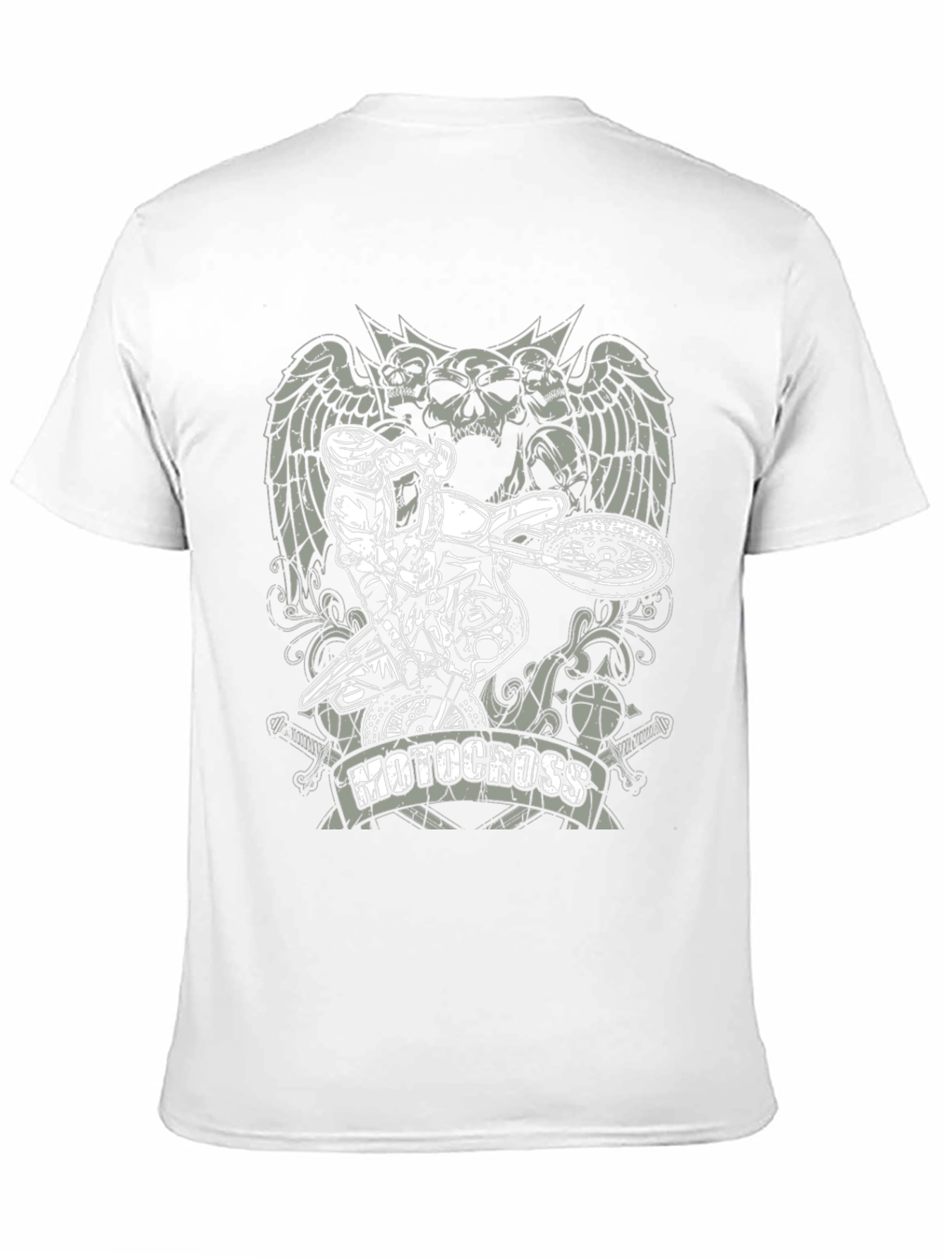 Motocross Skull Graphic T-Shirt - Black