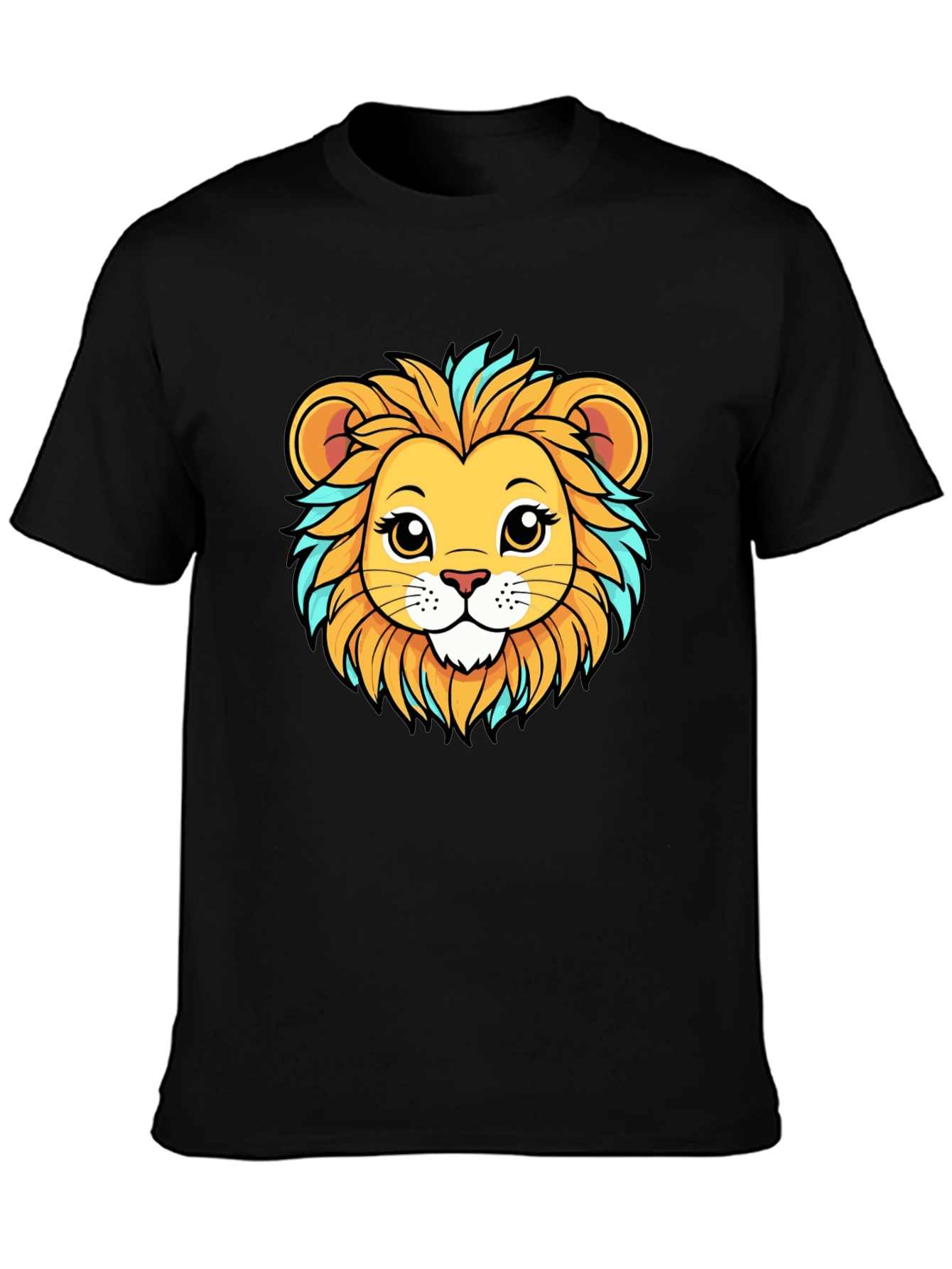 Lion Cartoon Graphic Tee - Unisex Black T-Shirt