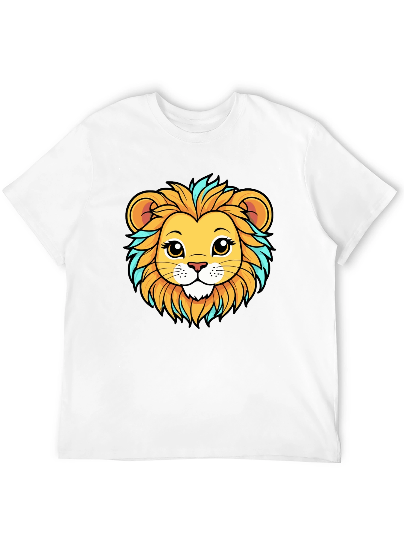 Lion Cartoon Graphic Tee - Unisex Black T-Shirt