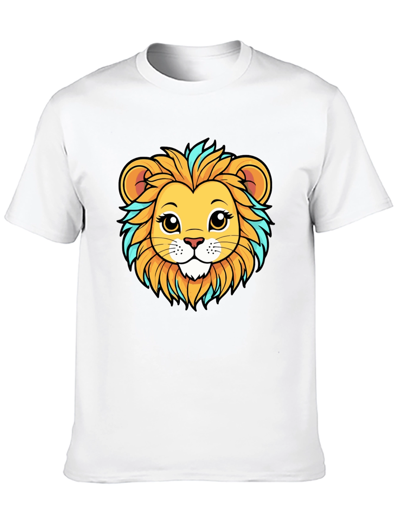 Lion Cartoon Graphic Tee - Unisex Black T-Shirt