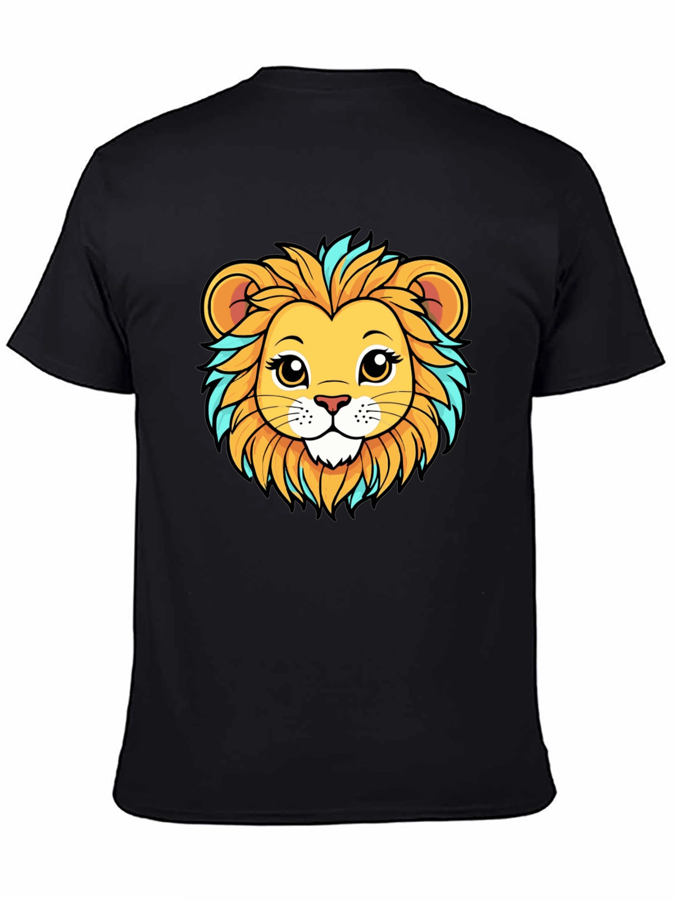 Lion Cartoon Graphic Tee - Unisex Black T-Shirt