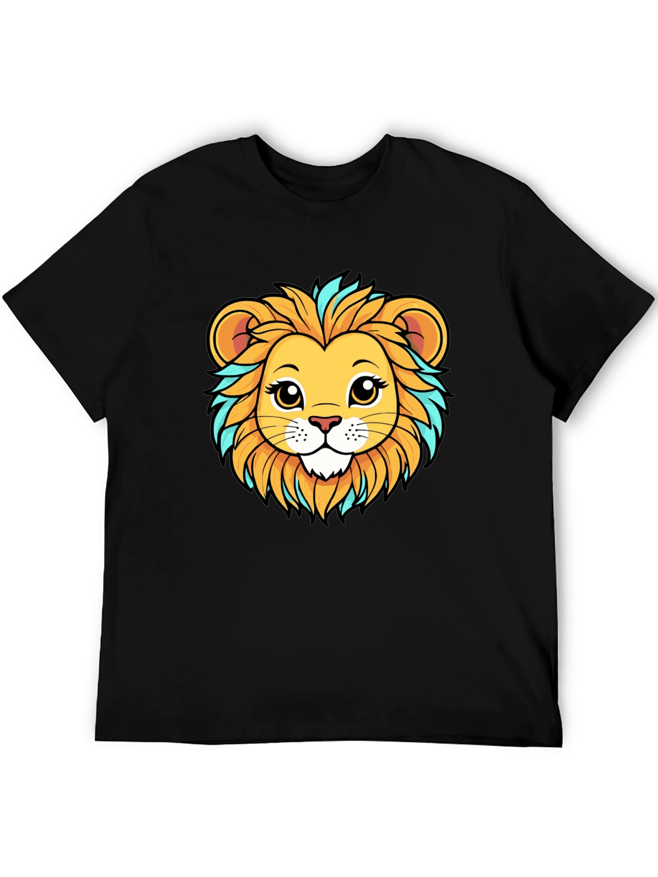 Lion Cartoon Graphic Tee - Unisex Black T-Shirt