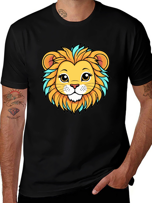 Lion Cartoon Graphic Tee - Unisex Black T-Shirt