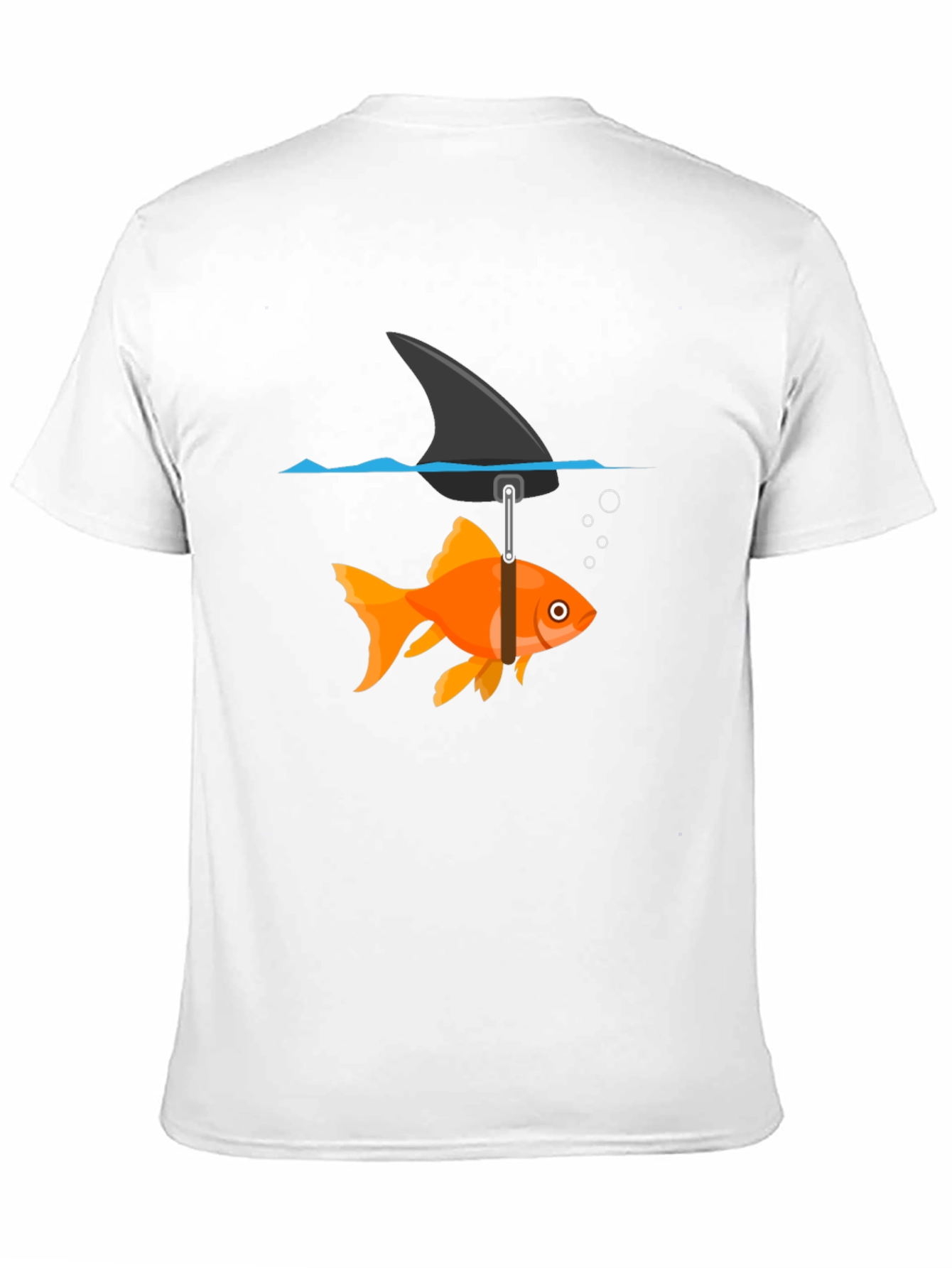 Funny Goldfish Shark Fin Black T-Shirt