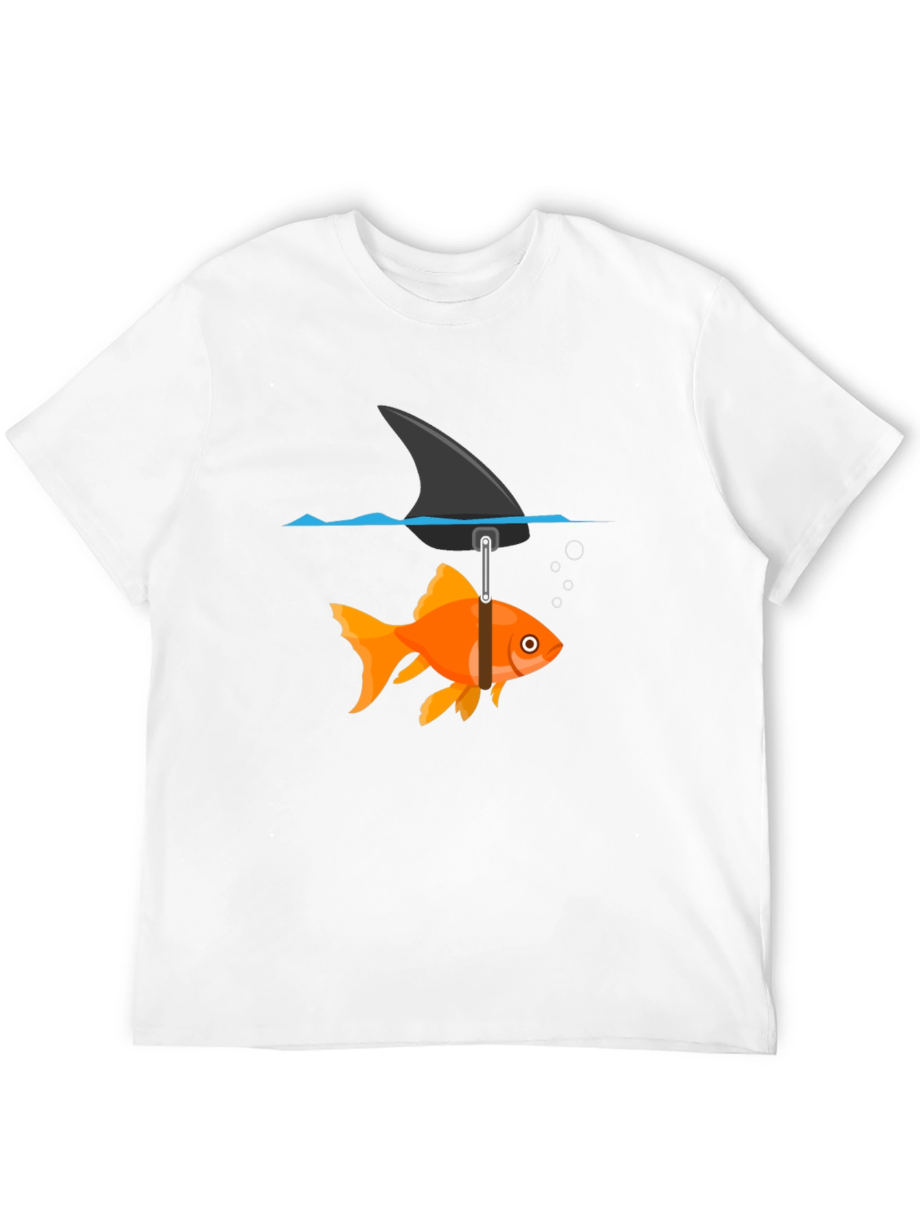 Funny Goldfish Shark Fin Black T-Shirt