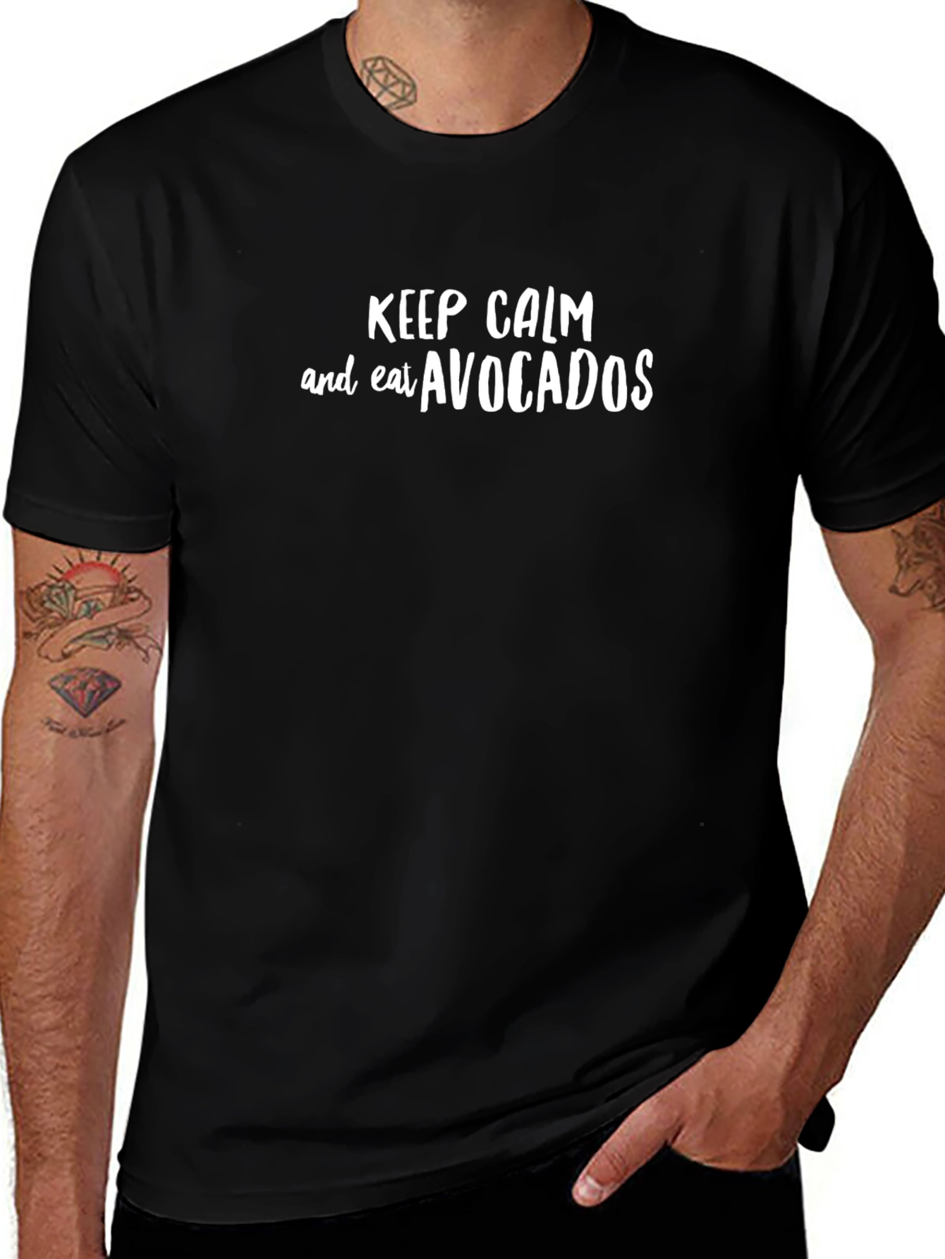 Keep Calm and Eat Avocados Black T-Shirt