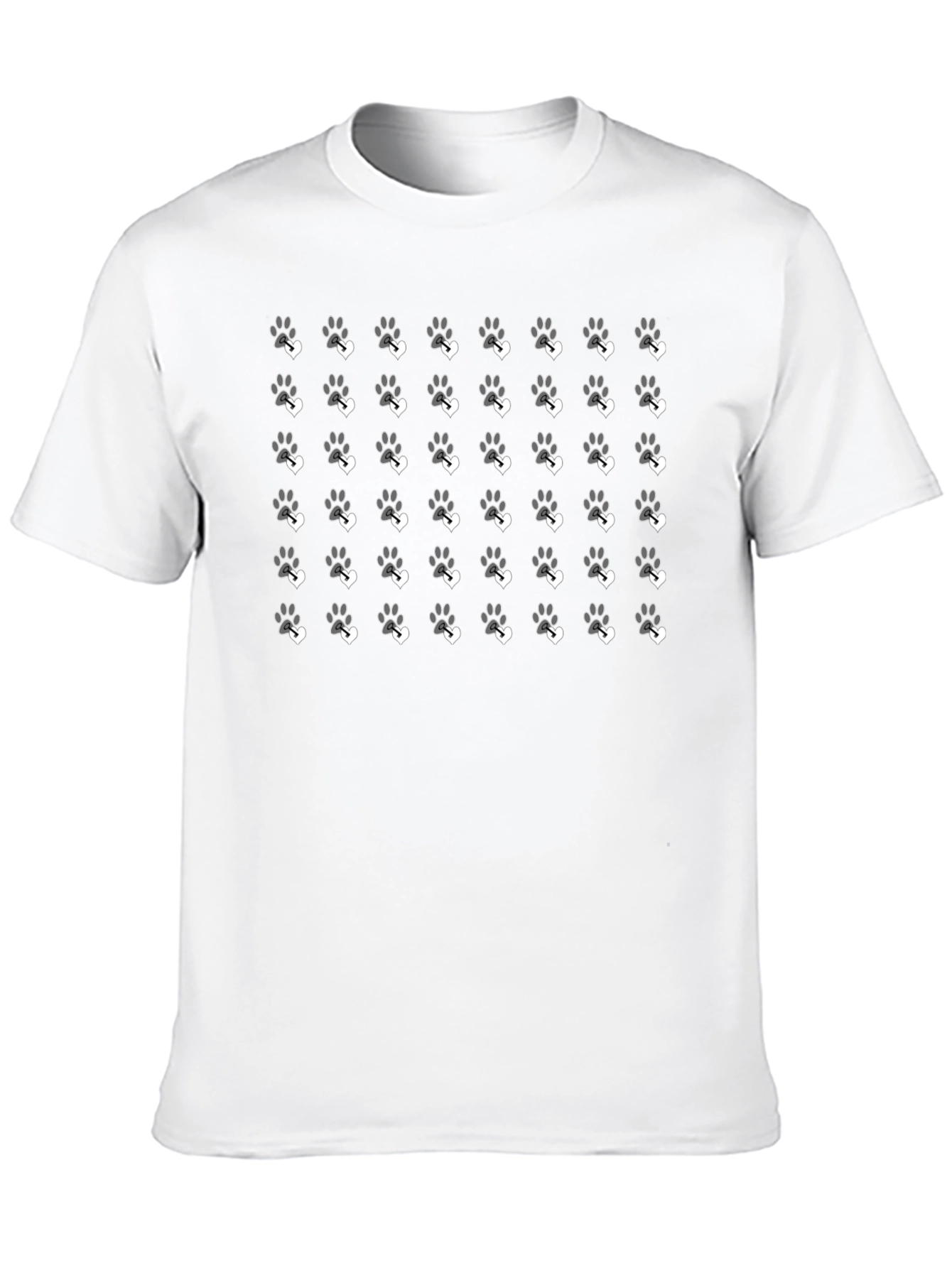 Paw Print Pattern Black T-Shirt