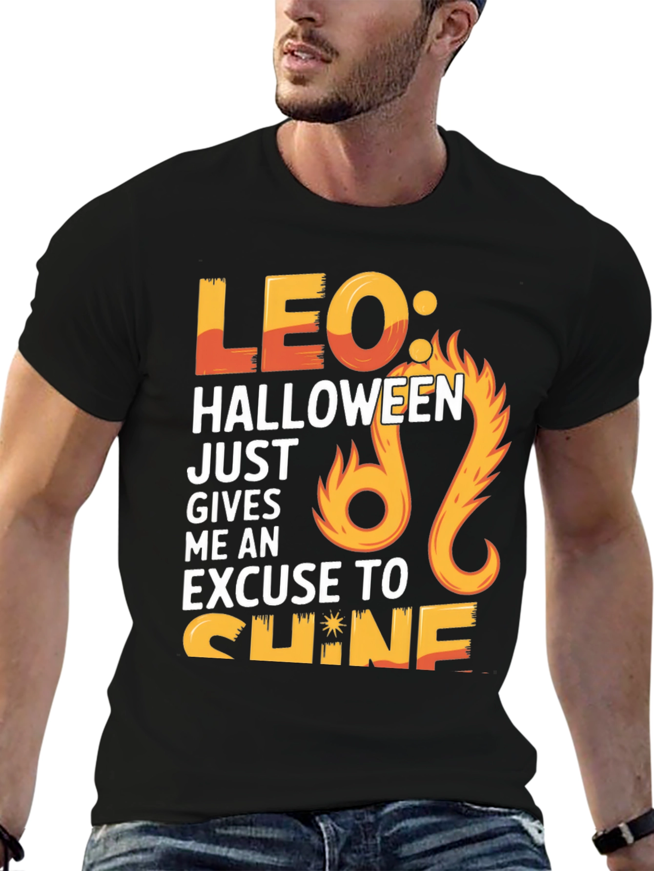Leo Halloween Shine Graphic Tee - Black T-Shirt