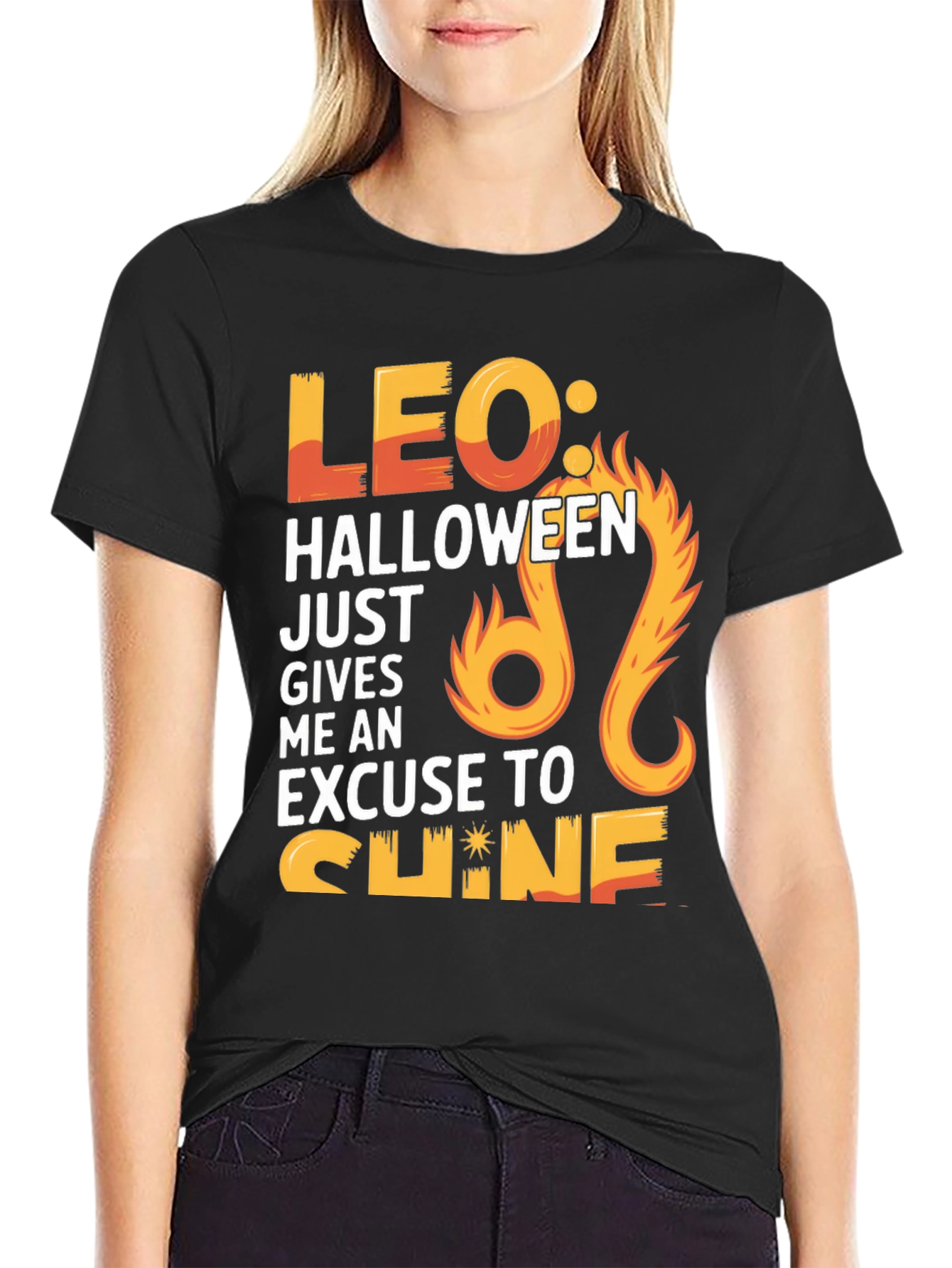 Leo Halloween Shine Graphic Tee - Black T-Shirt