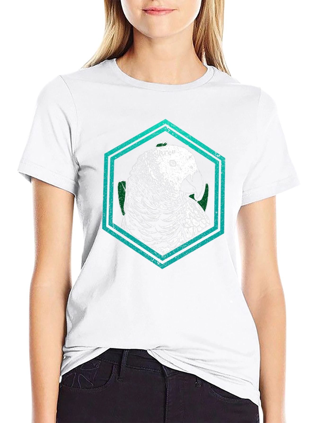 Parrot Graphic Tee - Unique Hexagon Design