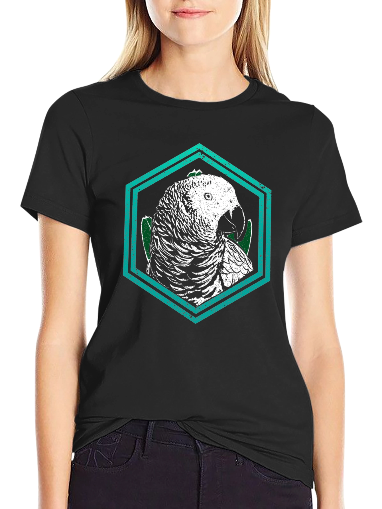 Parrot Graphic Tee - Unique Hexagon Design