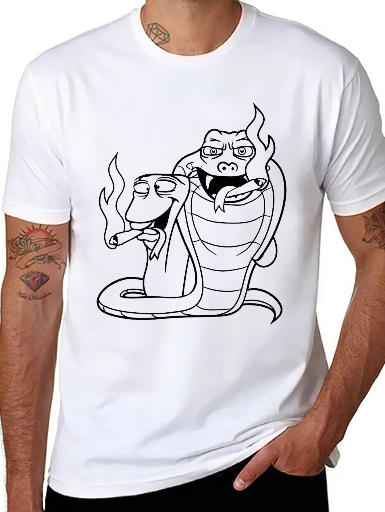 Smoking Snakes Graphic Tee - Cool Design