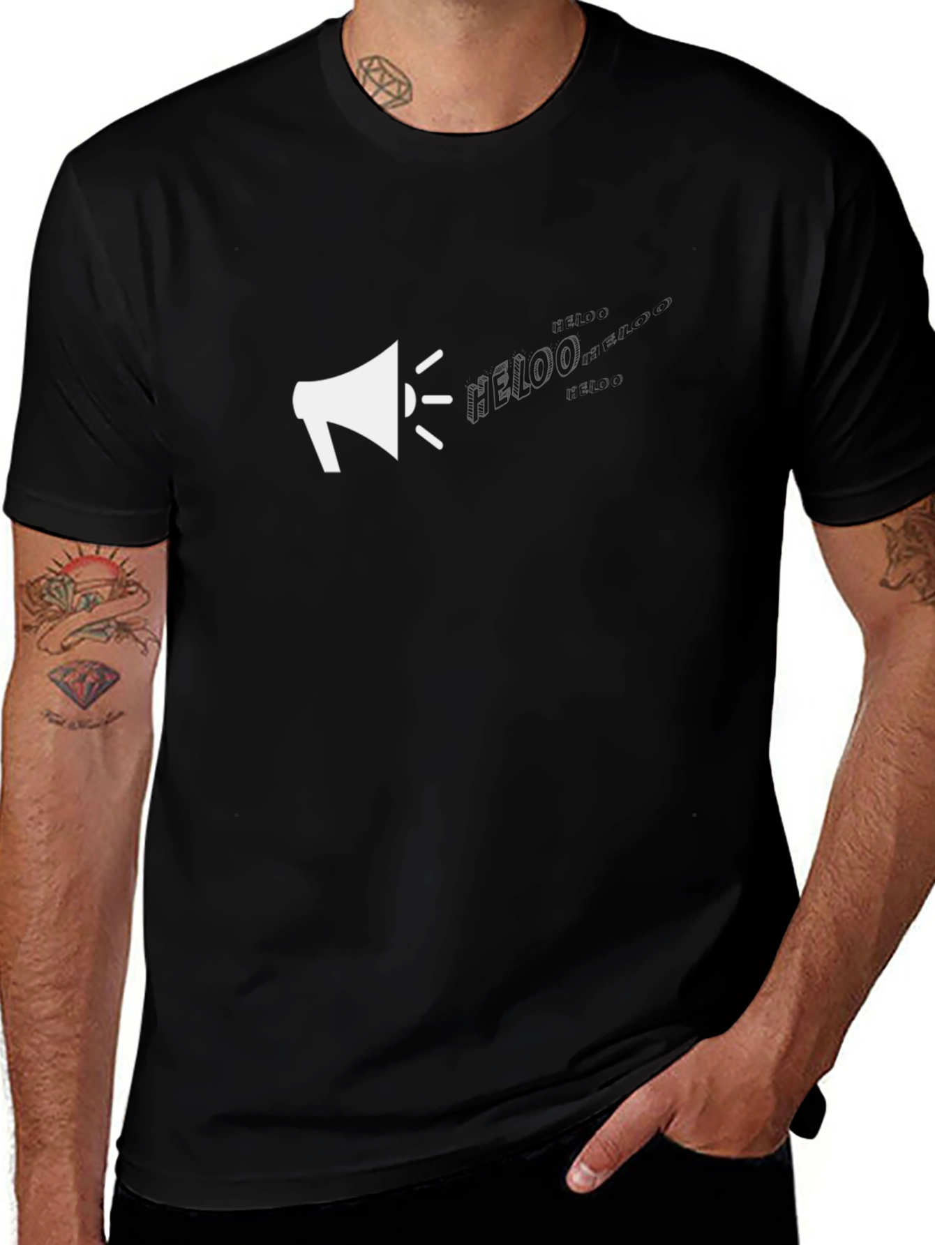Megaphone Graphic Tee - Black Cotton T-Shirt