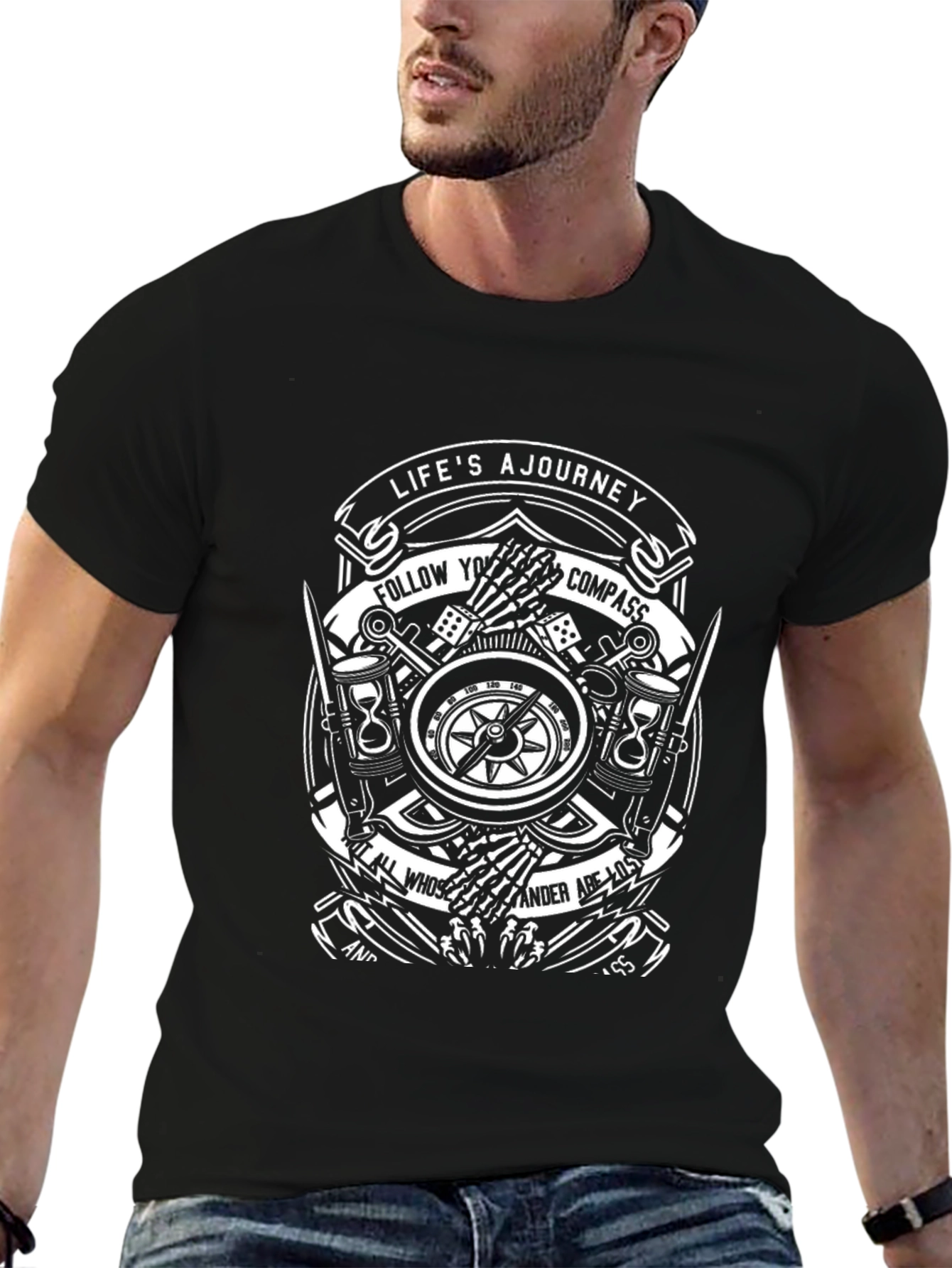 Lifes A Journey Compass Graphic T-Shirt