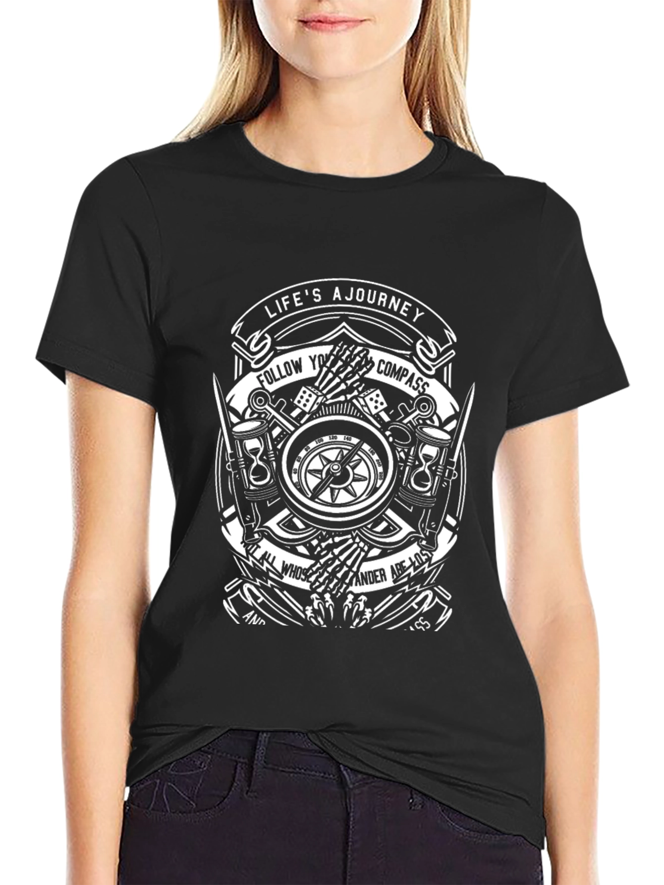 Lifes A Journey Compass Graphic T-Shirt
