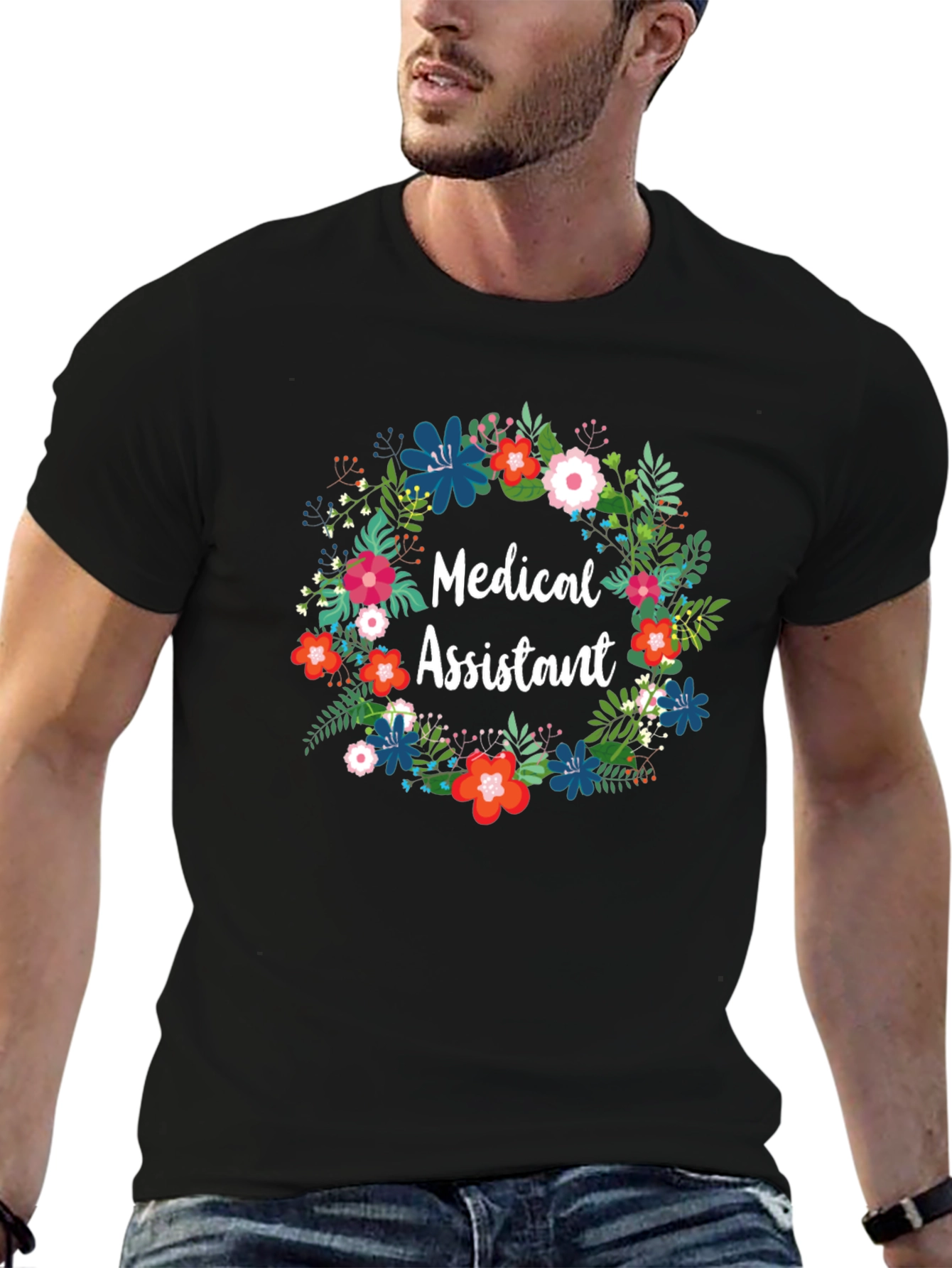 Medical Assistant Floral Wreath T-Shirt