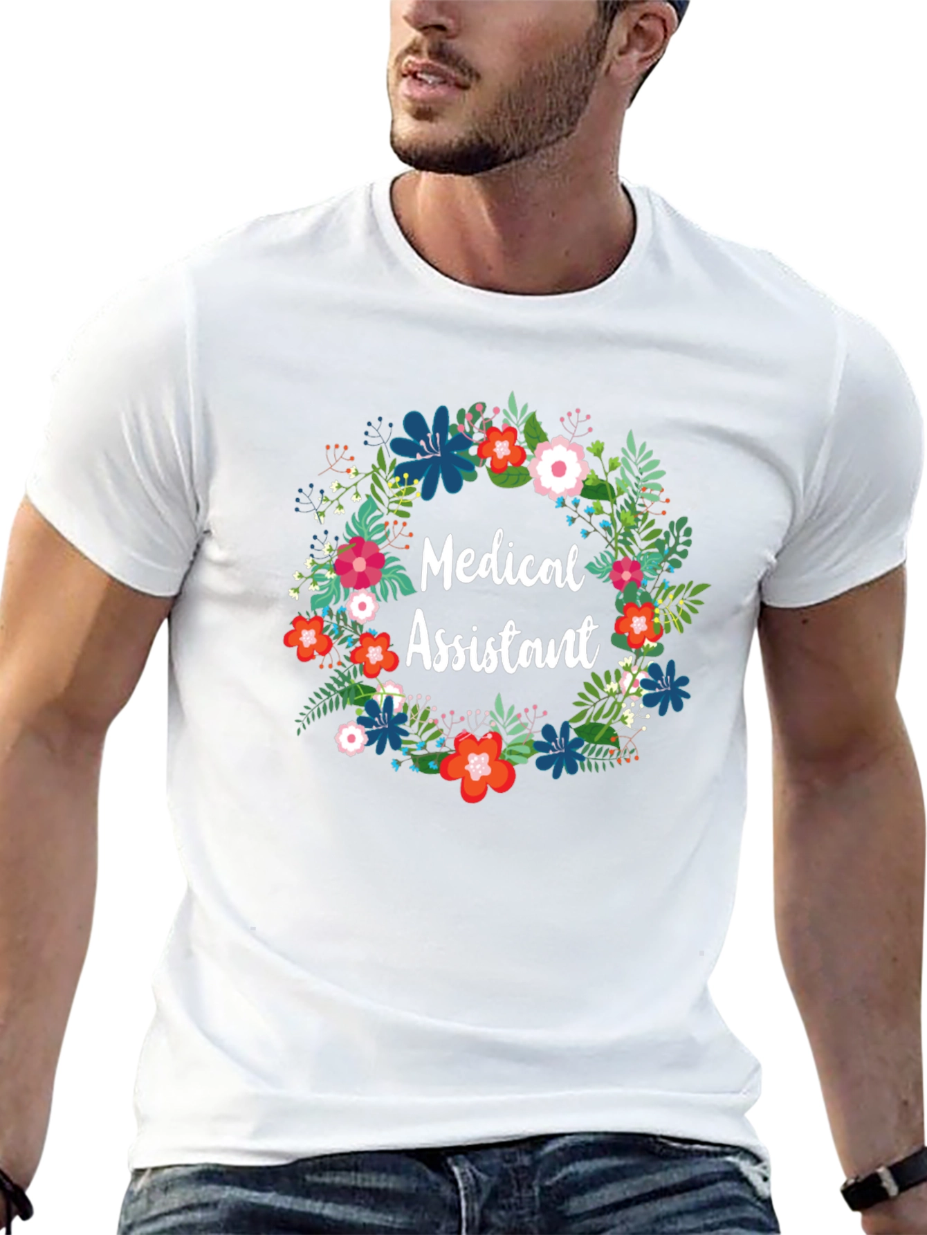 Medical Assistant Floral Wreath T-Shirt